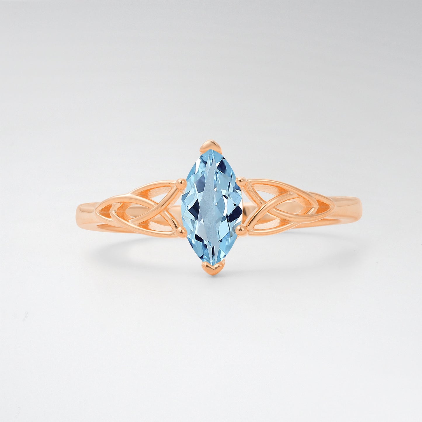 Celtic Marquise Cut Aquamarine Trinity Knot Solitaire Engagement Ring - Additional view