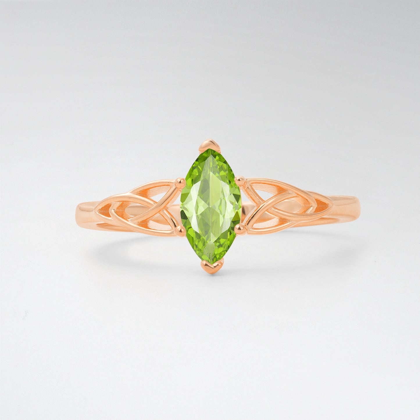 Celtic Marquise Cut Peridot Trinity Knot Solitaire Engagement Ring - Additional view