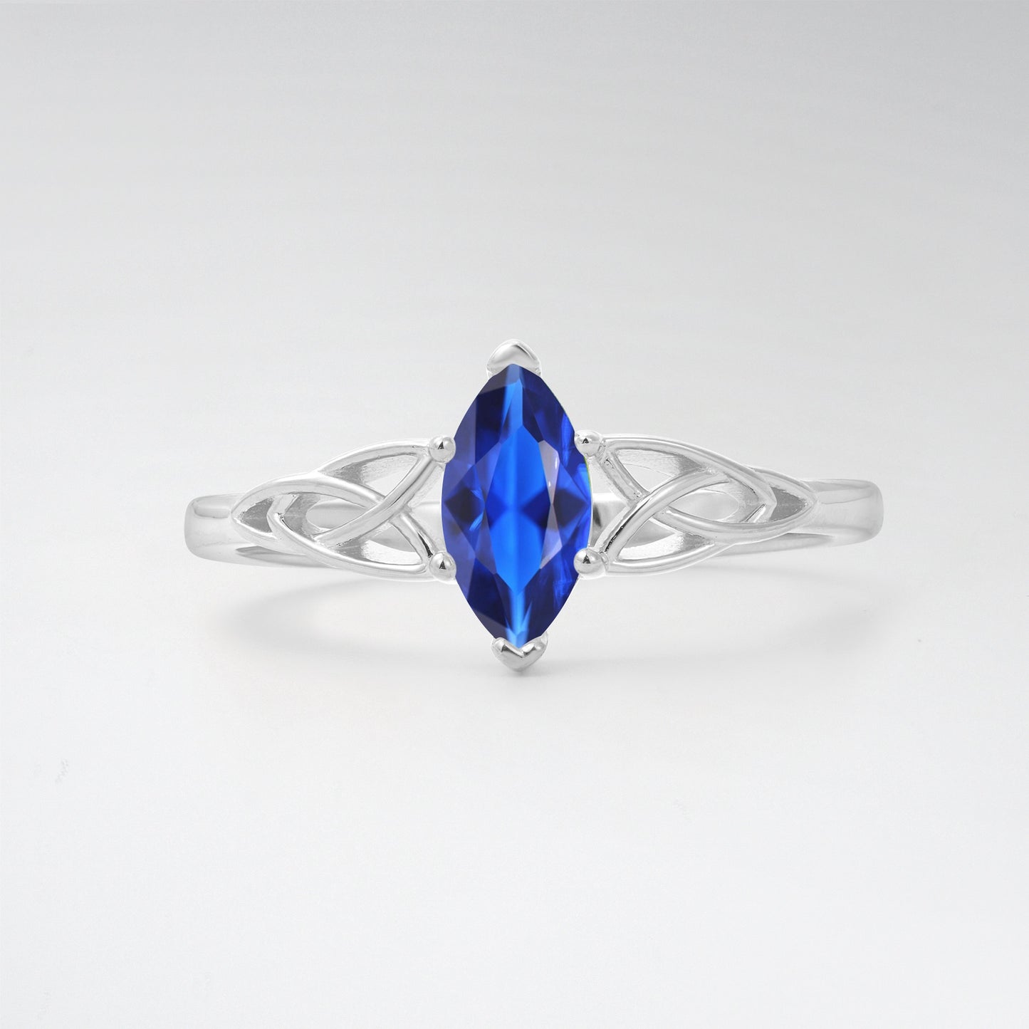 Celtic Marquise Cut Sapphire Trinity Knot Solitaire Engagement Ring - Additional view