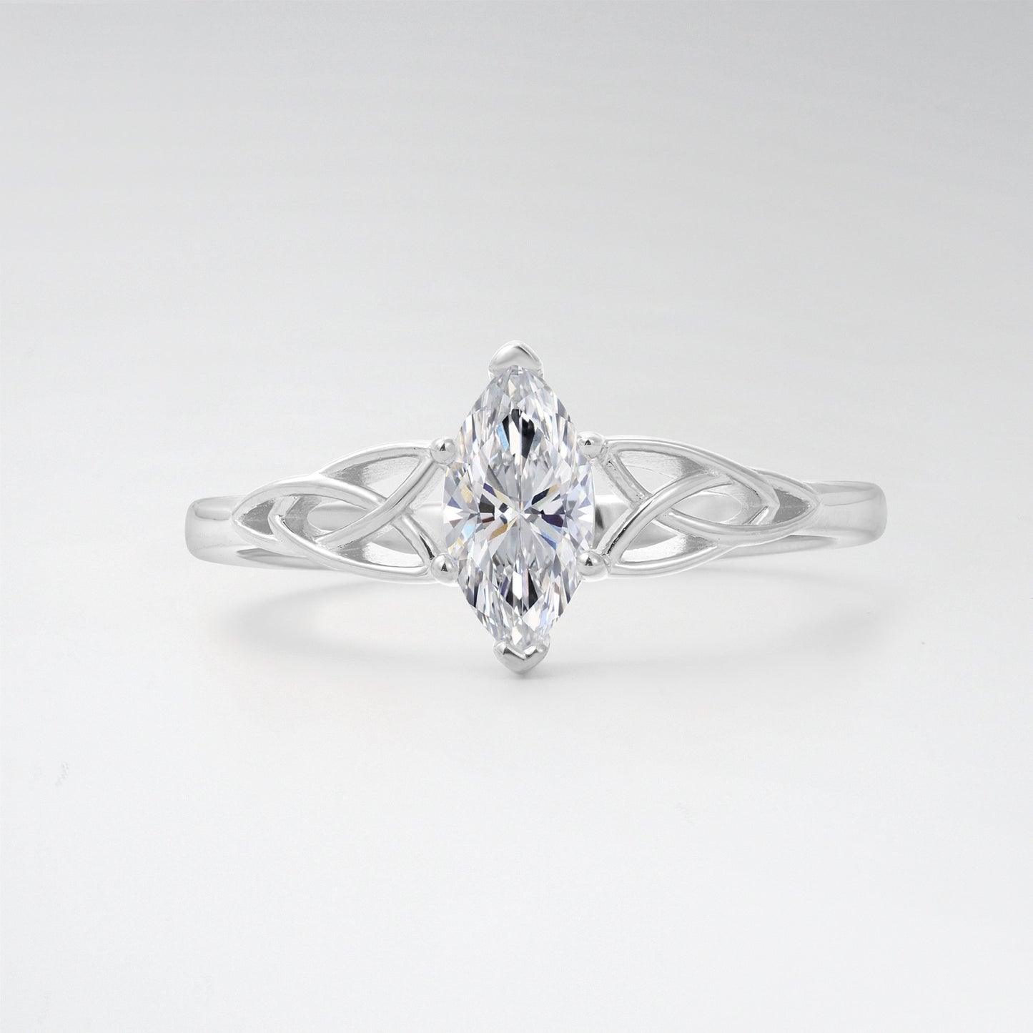 Celtic Marquise Cut Lab Diamond Trinity Knot Solitaire Engagement Ring - Additional view