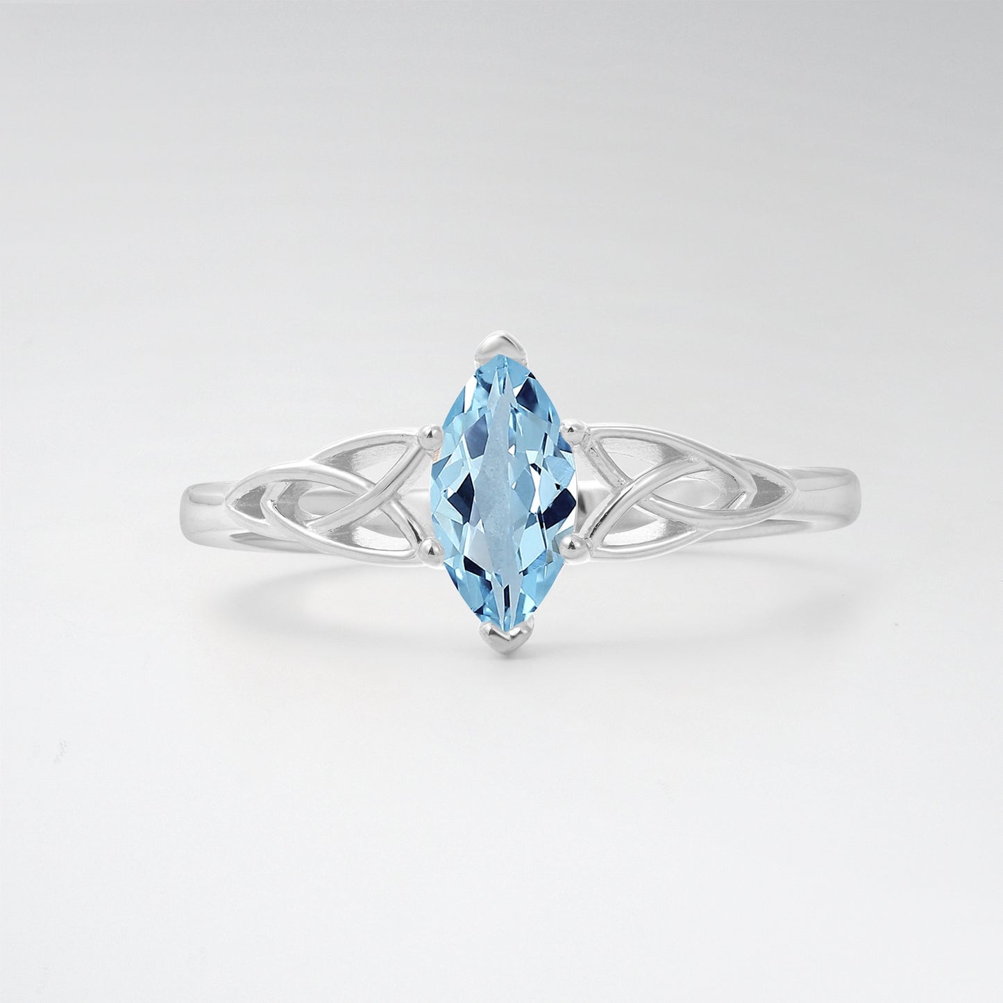 Celtic Marquise Cut Aquamarine Trinity Knot Solitaire Engagement Ring - Additional view