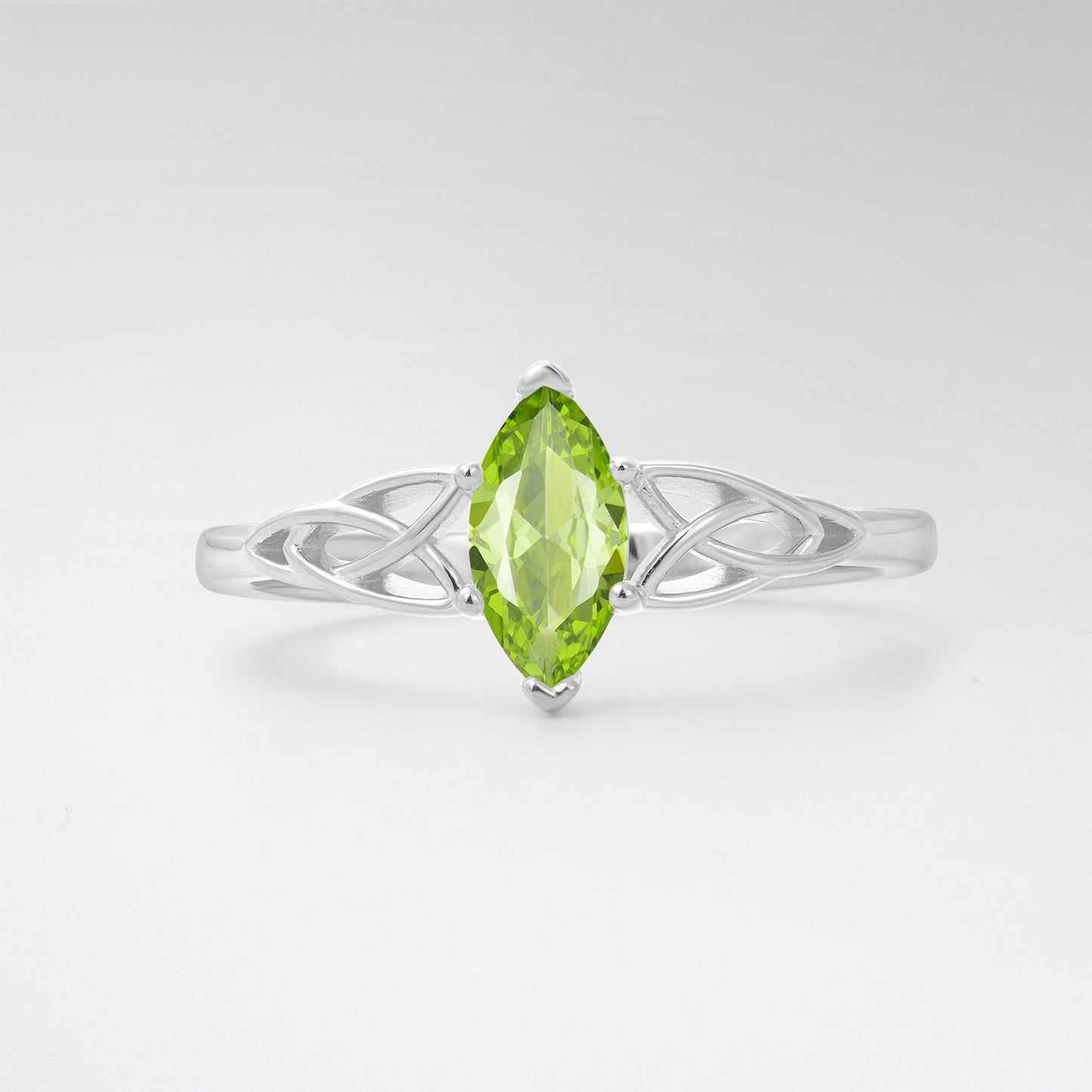 Celtic Marquise Cut Peridot Trinity Knot Solitaire Engagement Ring - Additional view