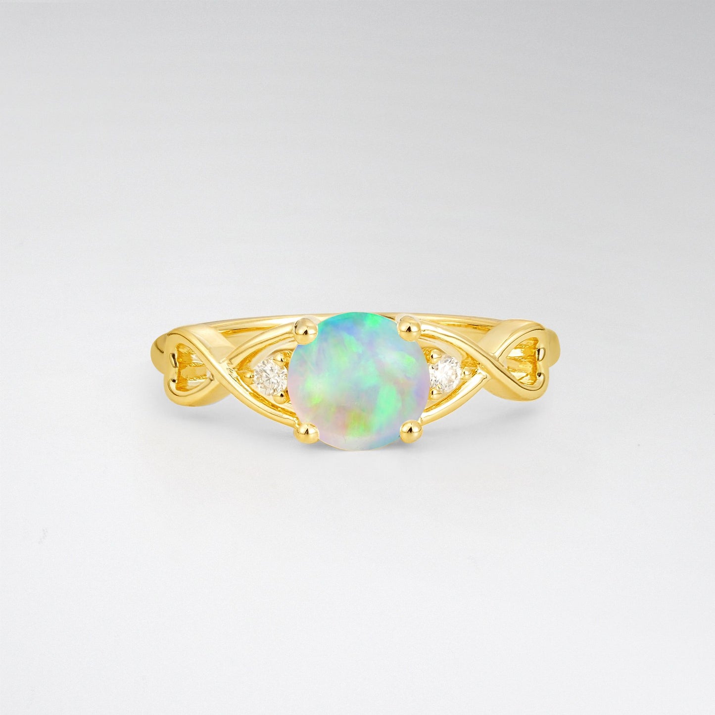 Round Cut Opal Infinity Twist Engagement Ring - Additional view