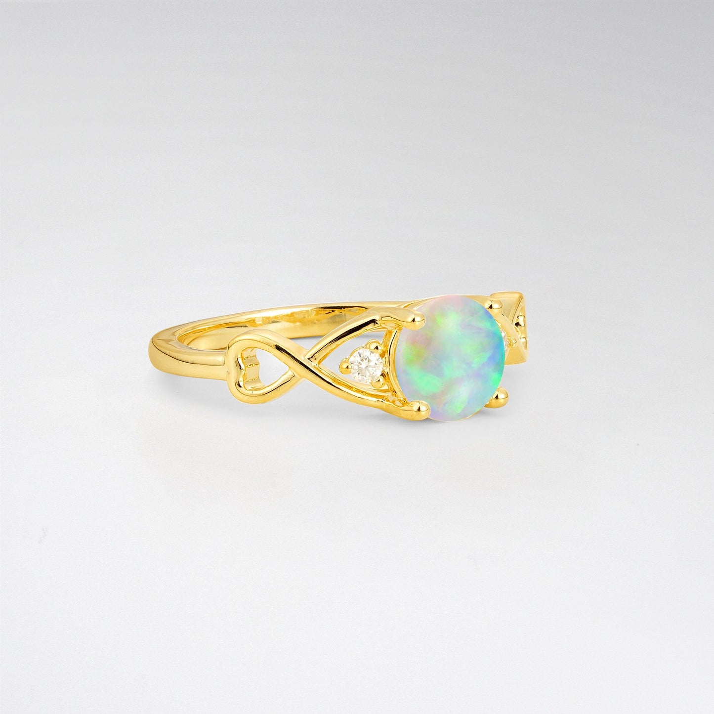 Round Cut Opal Infinity Twist Engagement Ring - Additional view