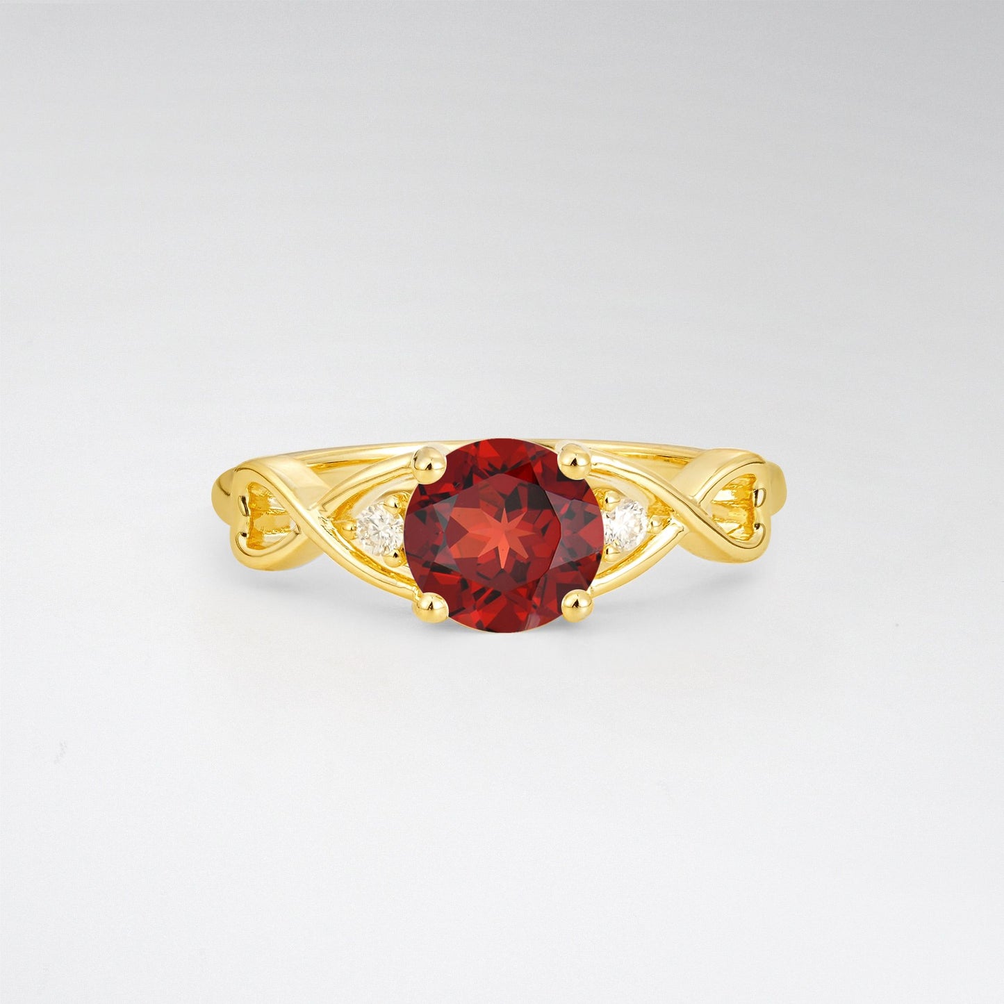Round Cut Garnet Infinity Twist Engagement Ring - Additional view