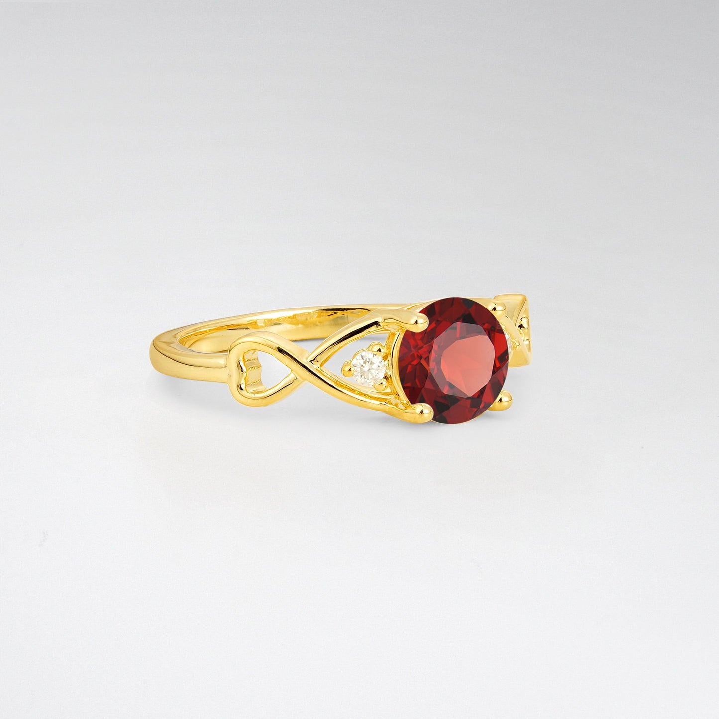 Round Cut Garnet Infinity Twist Engagement Ring - Additional view