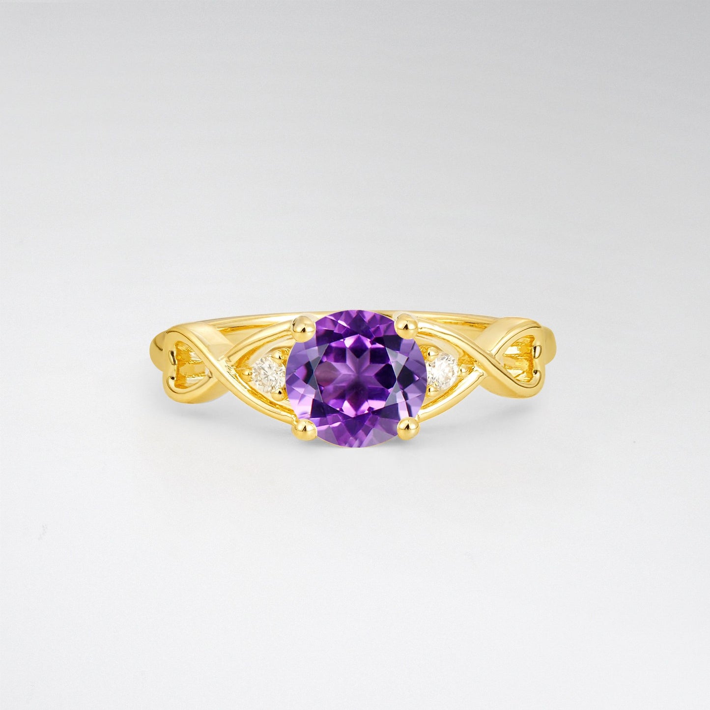Round Cut Amethyst Infinity Twist Engagement Ring - Additional view