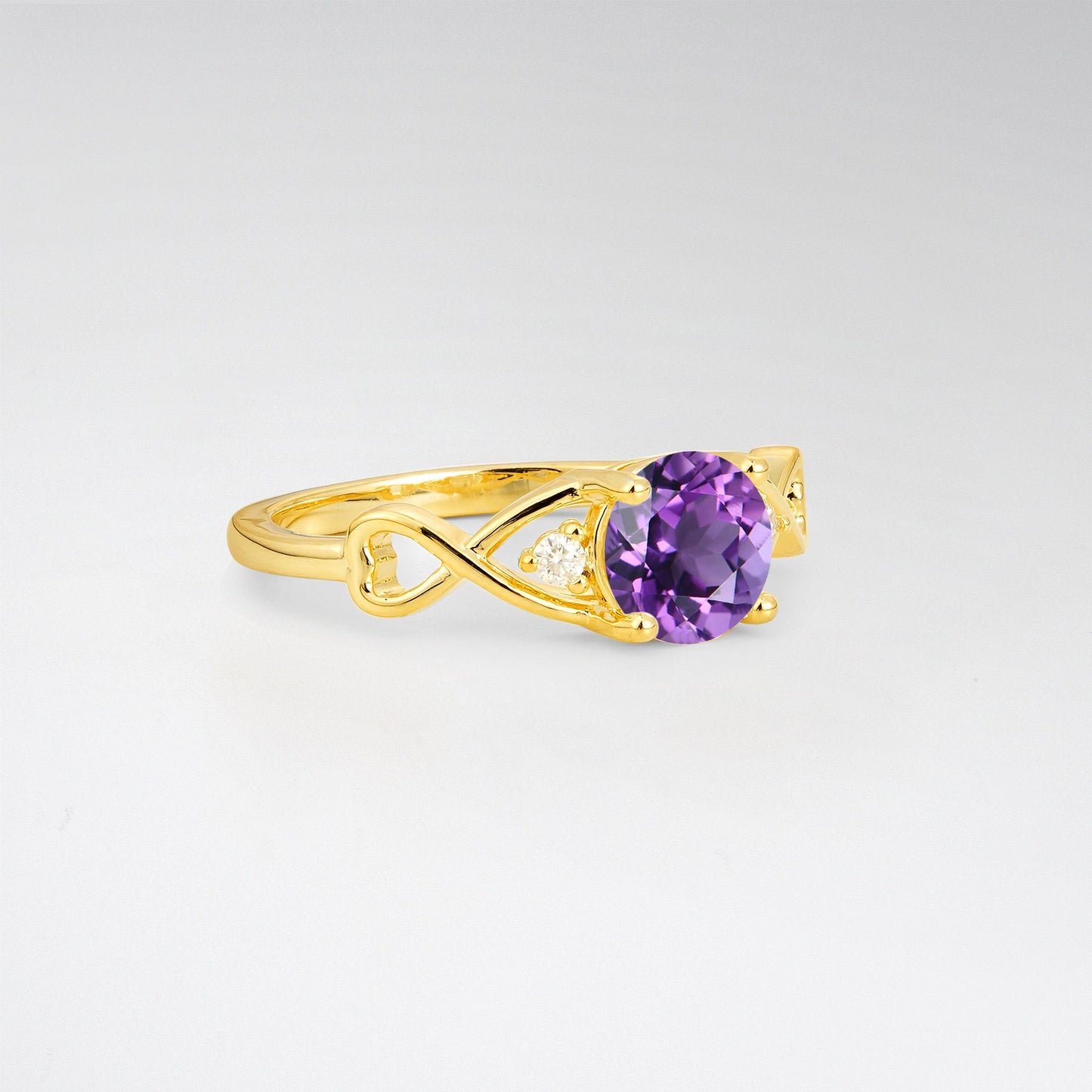 Round Cut Amethyst Infinity Twist Engagement Ring - Additional view