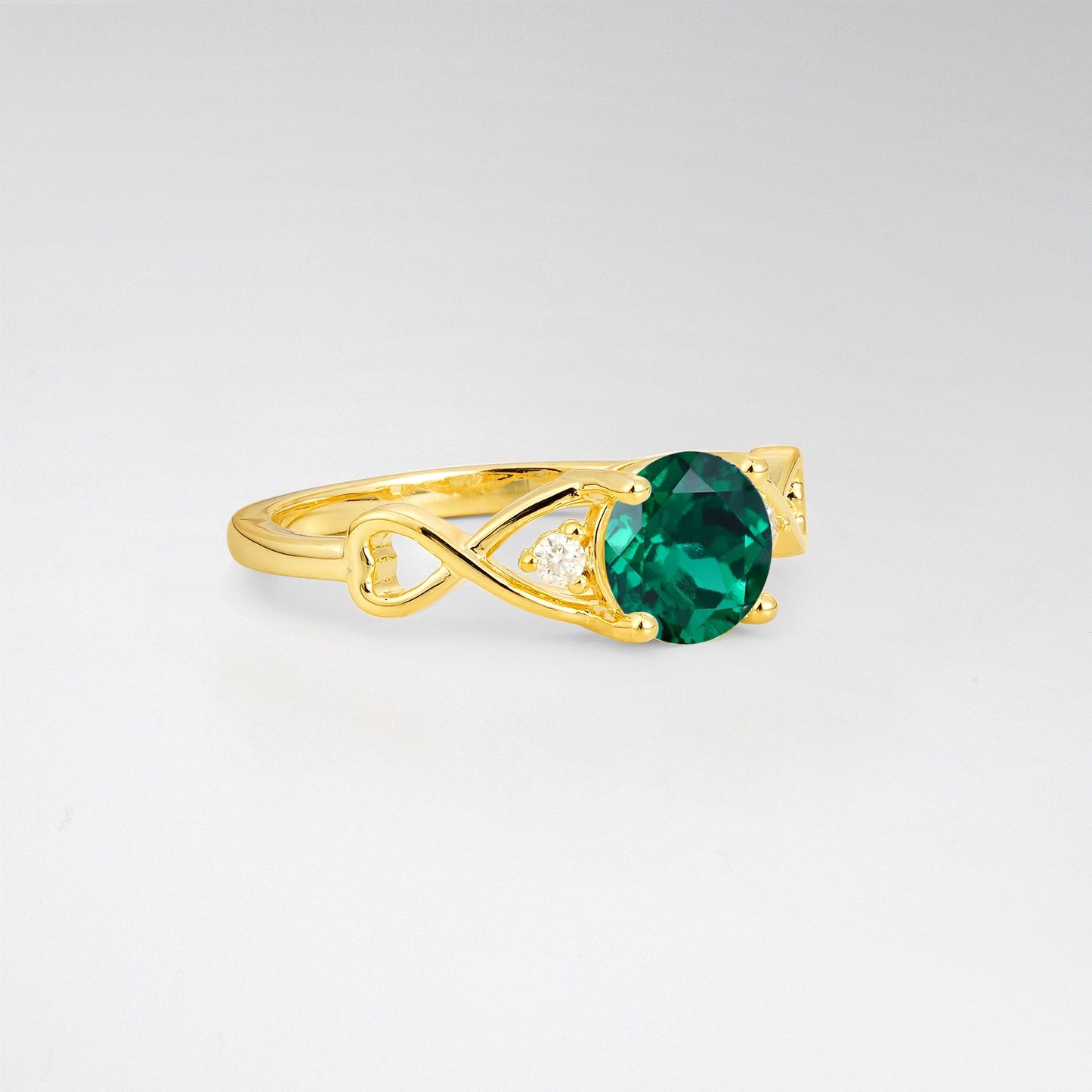 Round Cut Emerald Infinity Twist Engagement Ring - Additional view