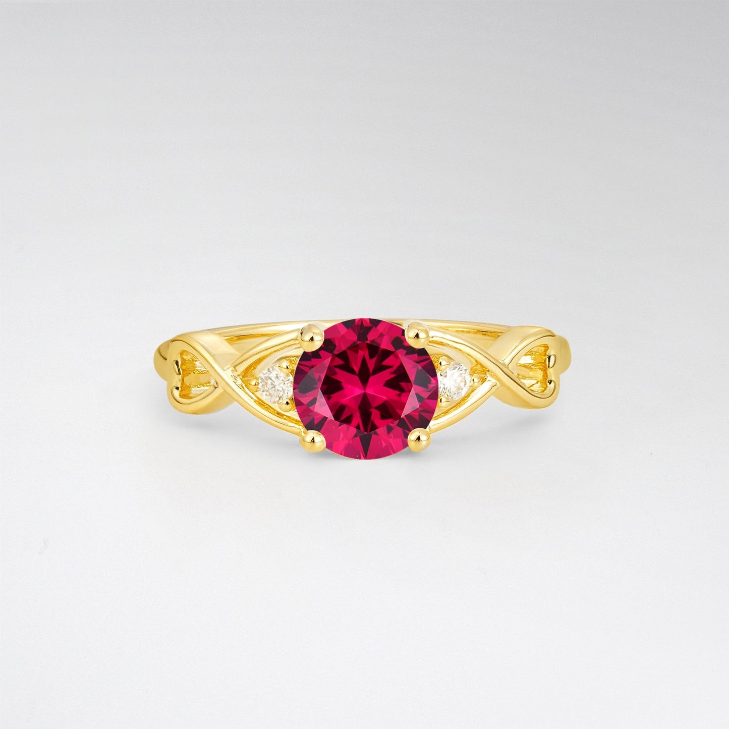 Round Cut Ruby Infinity Twist Engagement Ring - Additional view
