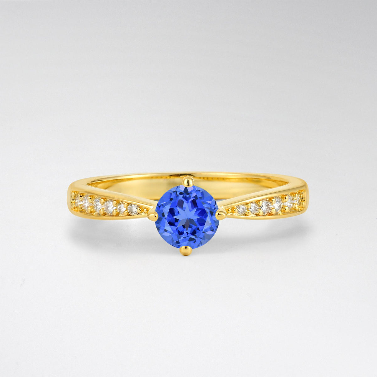 Classic Round Cut Sapphire Pavé Promise Ring - Additional view