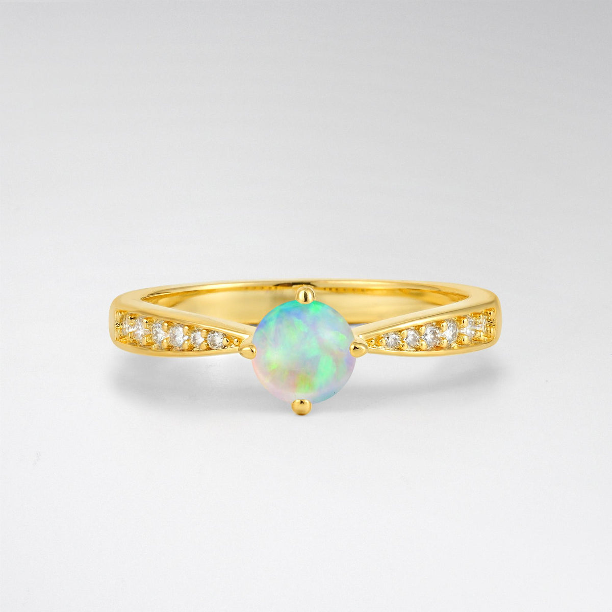 Classic Round Cut Opal Pavé Promise Ring - Additional view