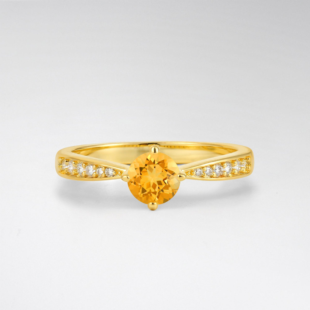 Classic Round Cut Citrine Pavé Promise Ring - Additional view