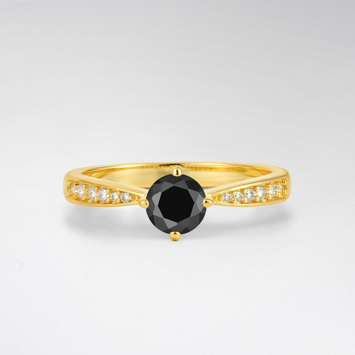 Classic Round Cut Black Onyx Pavé Promise Ring - Additional view