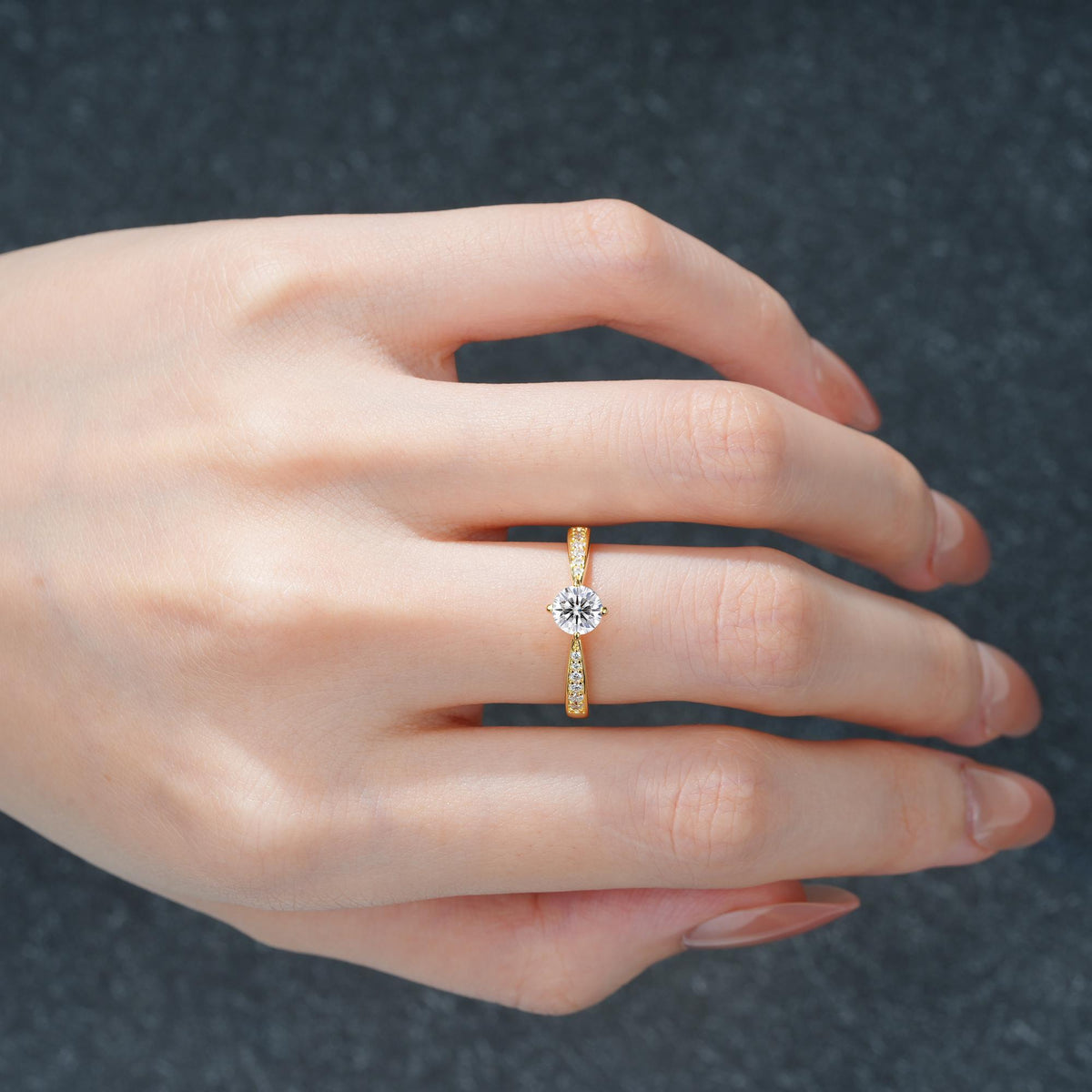 Classic Round Cut Lab Diamond Pavé Promise Ring - Additional view