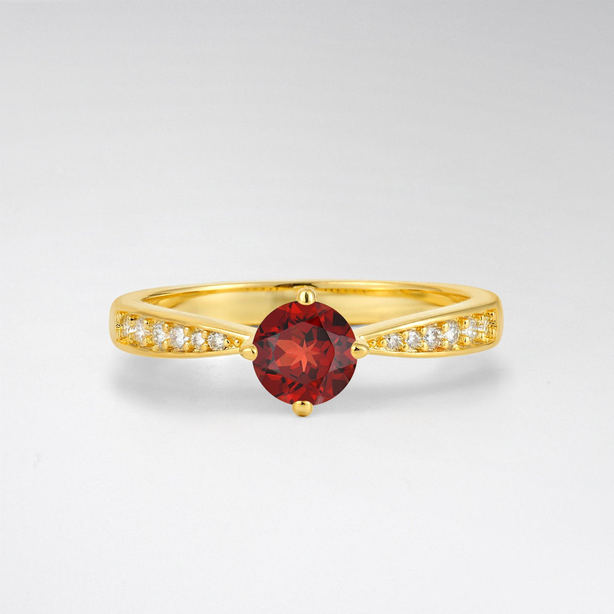 Classic Round Cut Garnet Pavé Promise Ring - Additional view