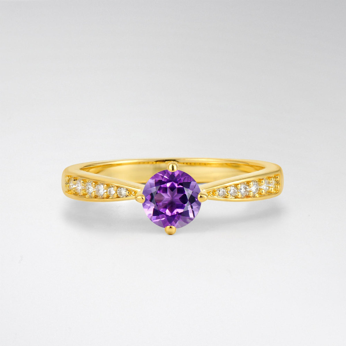 Classic Round Cut Amethyst Pavé Promise Ring - Additional view