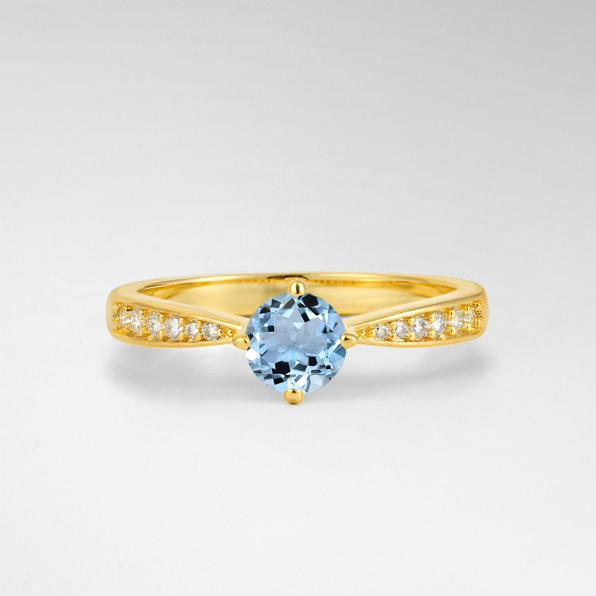 Classic Round Cut Aquamarine Pavé Promise Ring - Additional view