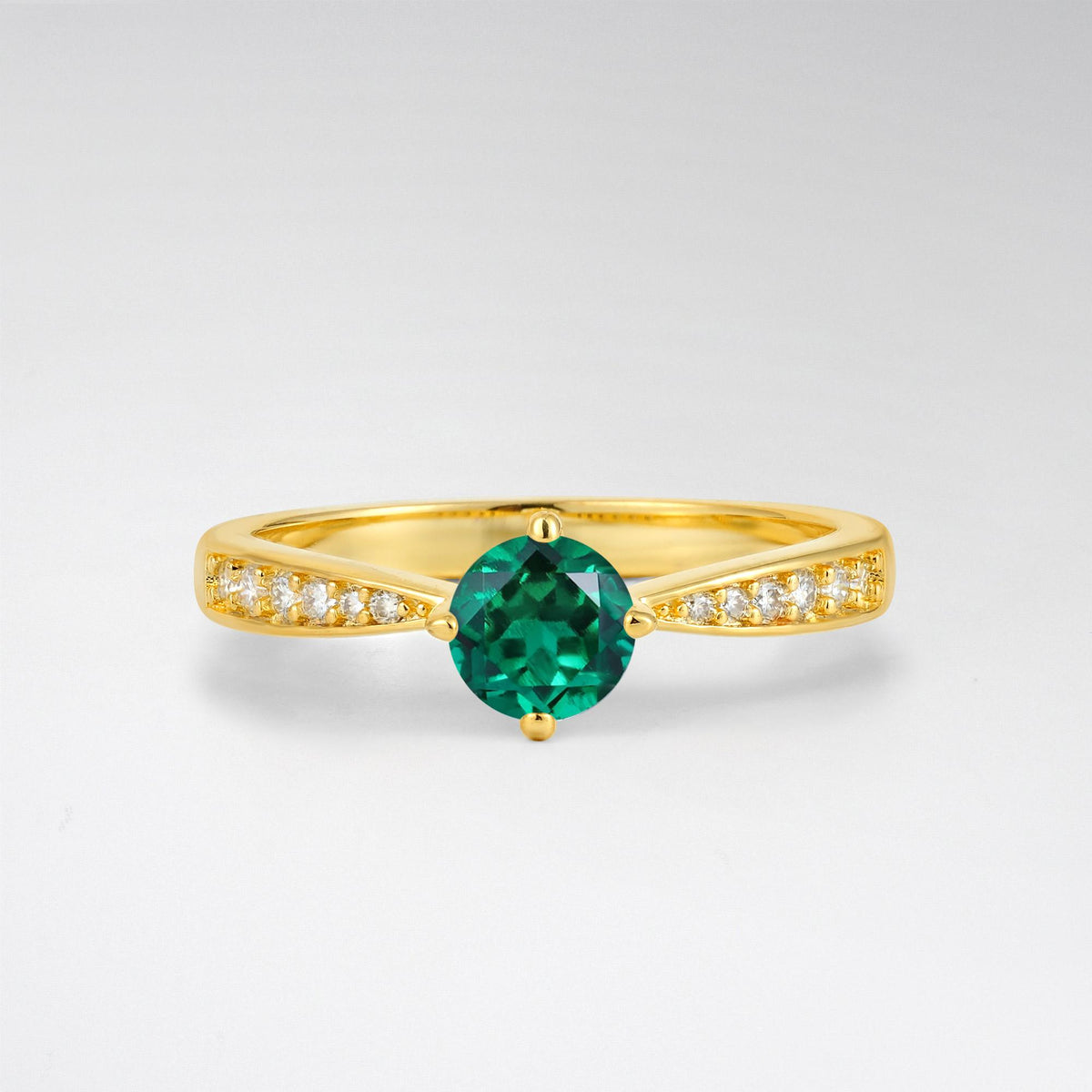 Classic Round Cut Emerald Pavé Promise Ring - Additional view