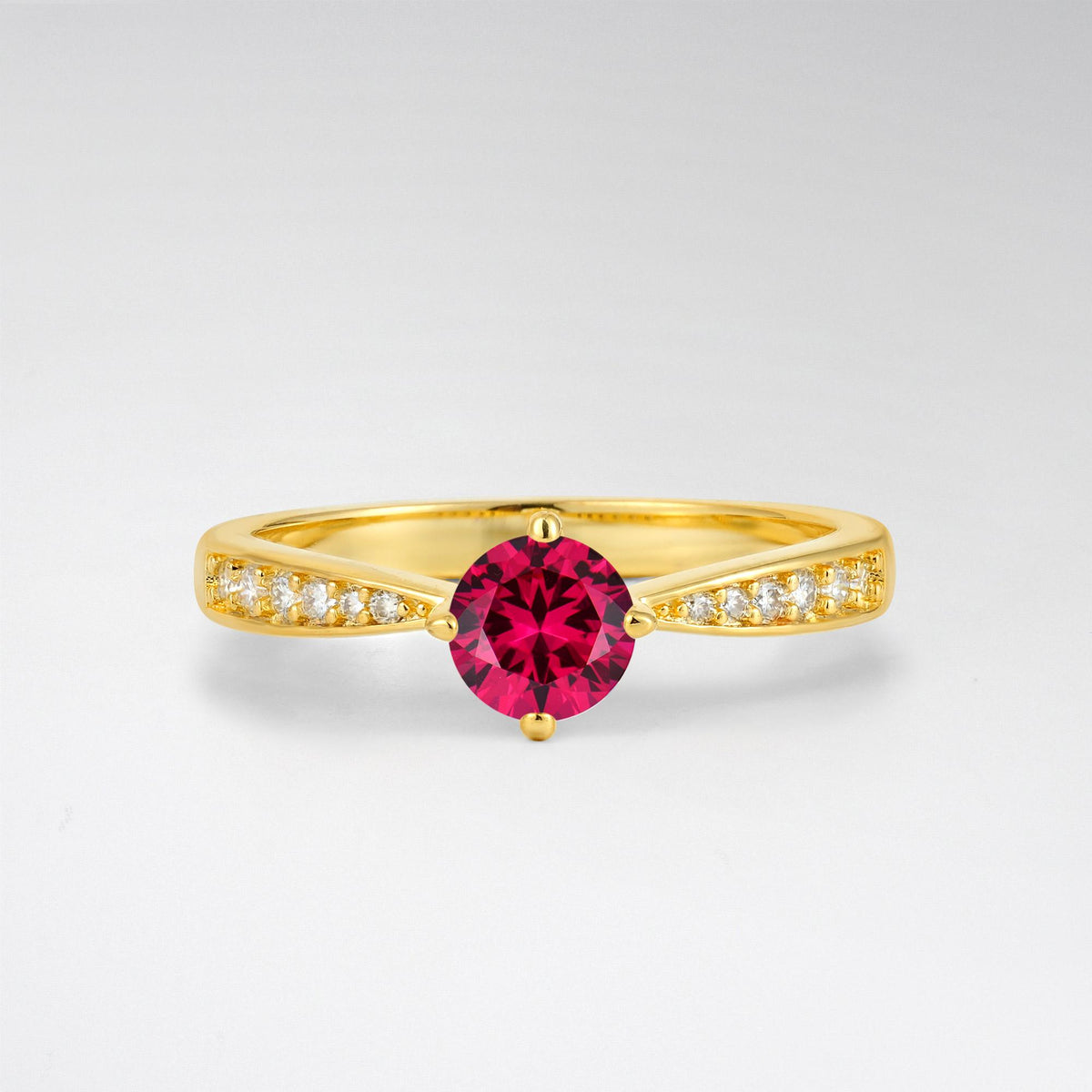 Classic Round Cut Ruby Pavé Promise Ring - Additional view