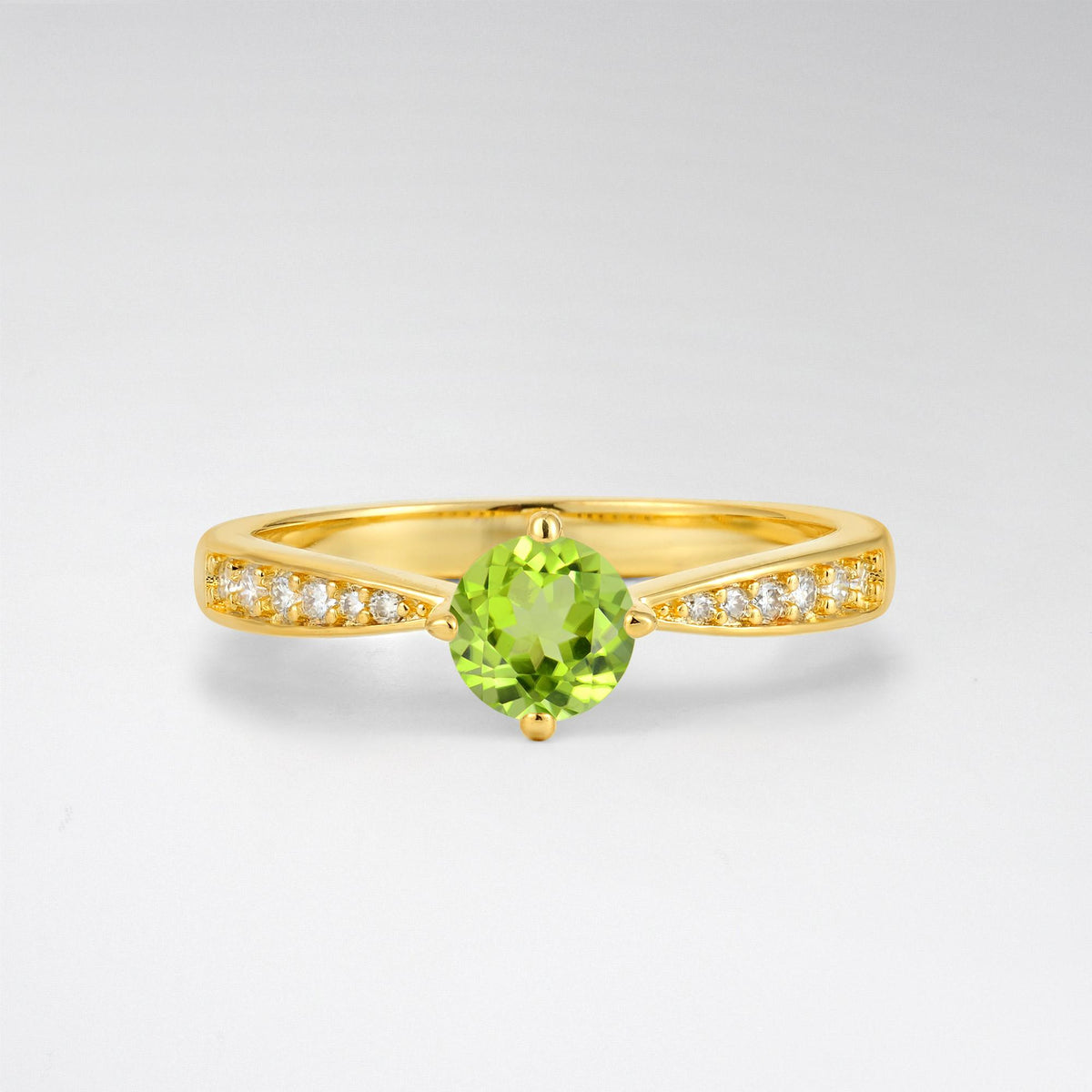 Classic Round Cut Peridot Pavé Promise Ring - Additional view