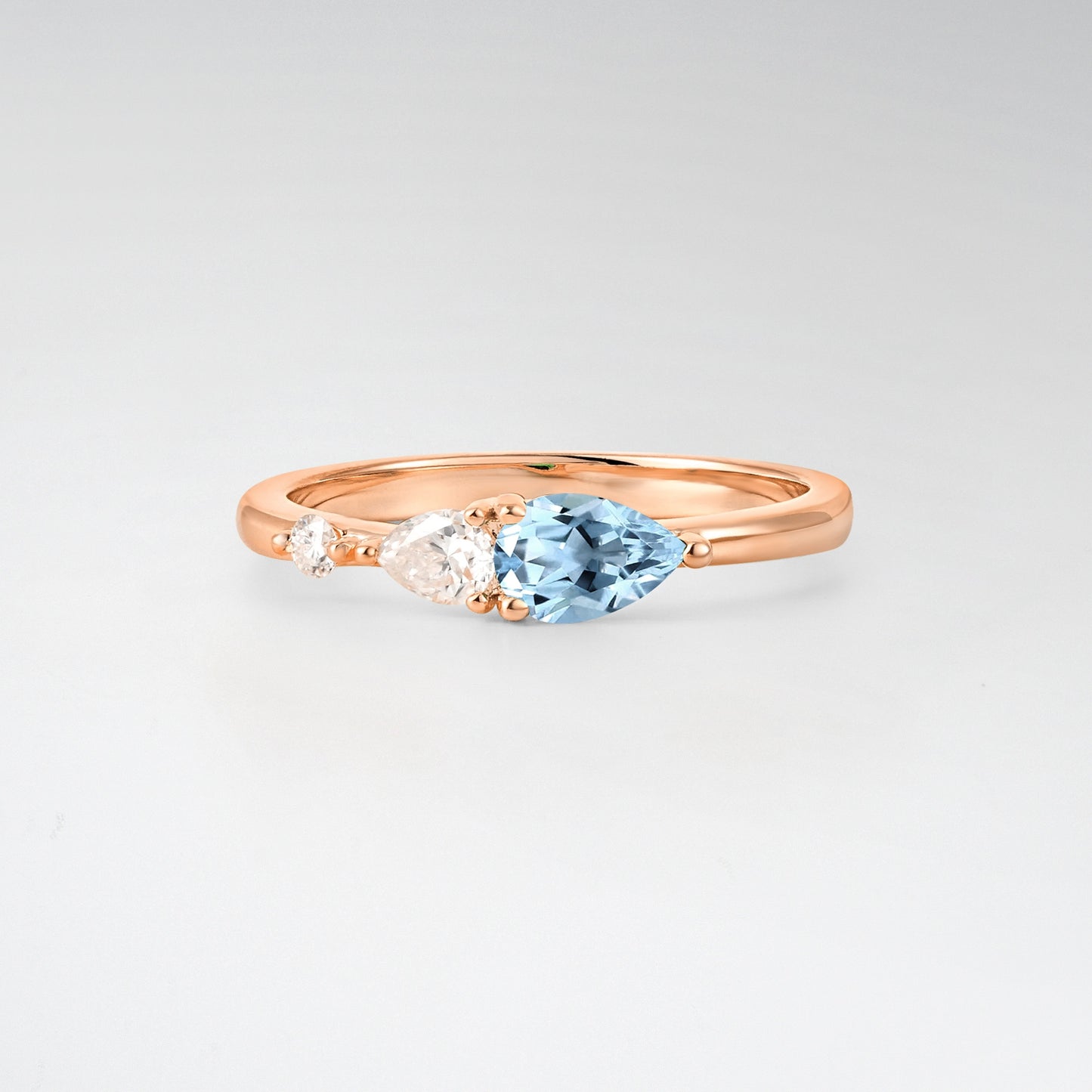 Pear Cut Aquamarine Side Stone Engagement Ring - Additional view