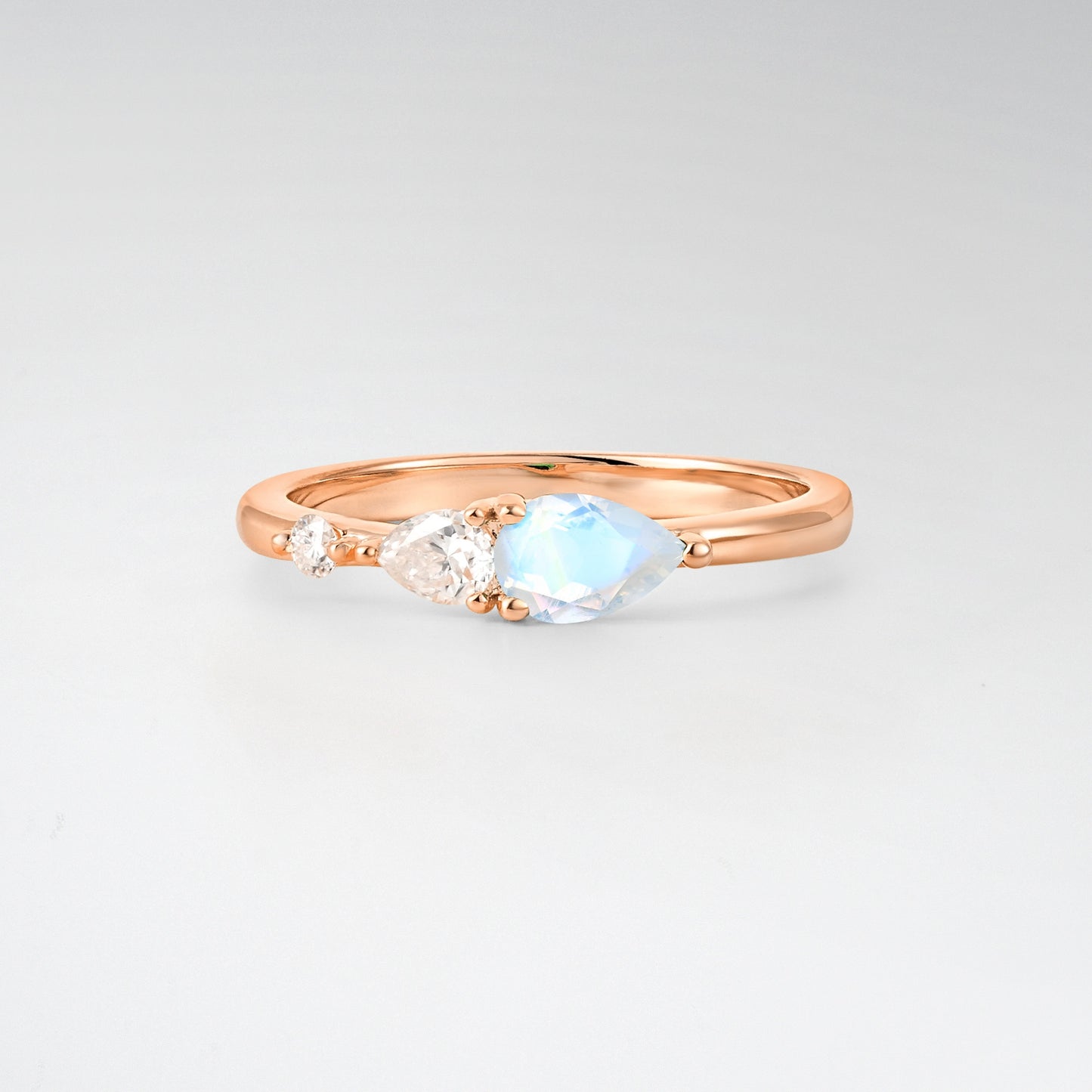Pear Cut Moonstone Side Stone Engagement Ring - Additional view