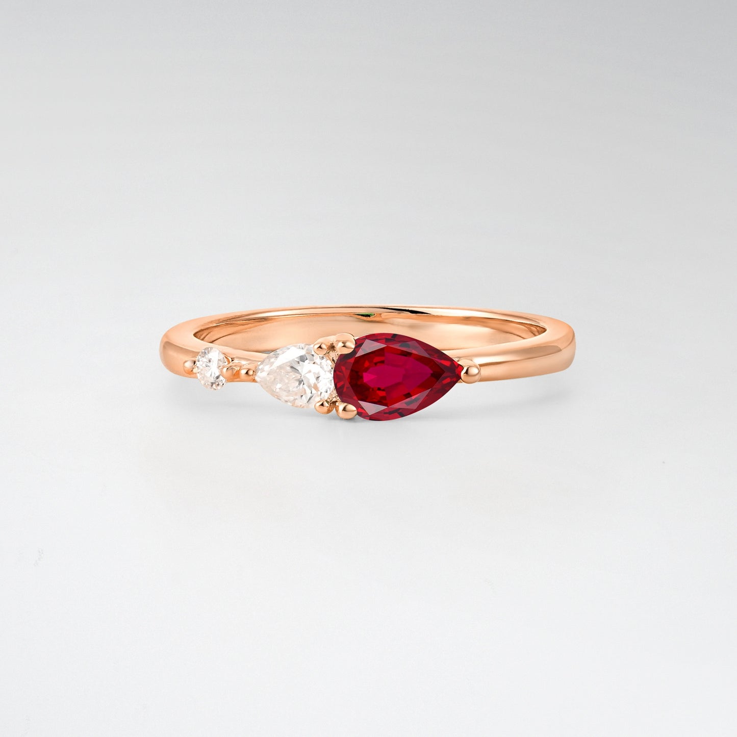 Pear Cut Ruby Side Stone Engagement Ring - Additional view