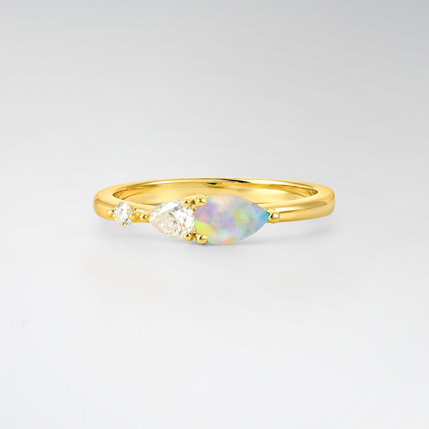 Pear Cut Opal Side Stone Engagement Ring - Additional view