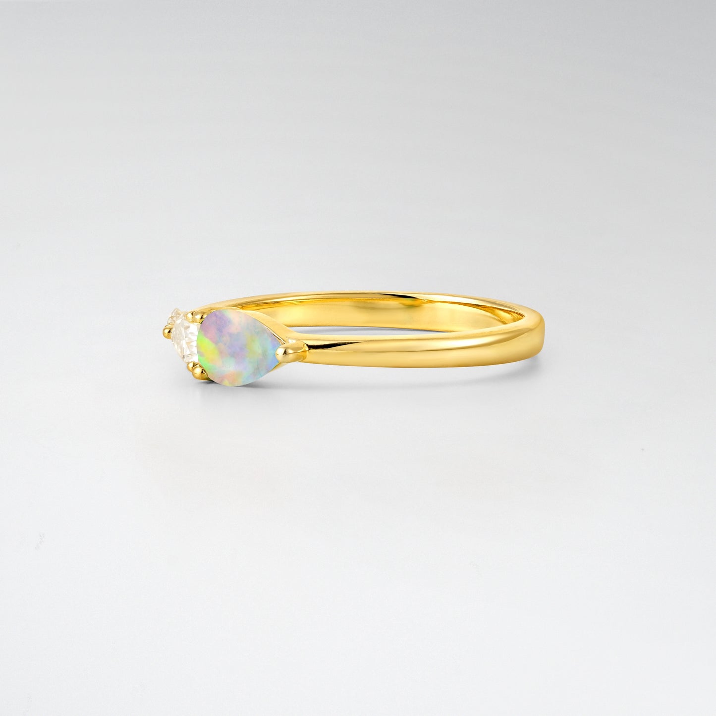 Pear Cut Opal Side Stone Engagement Ring - Additional view