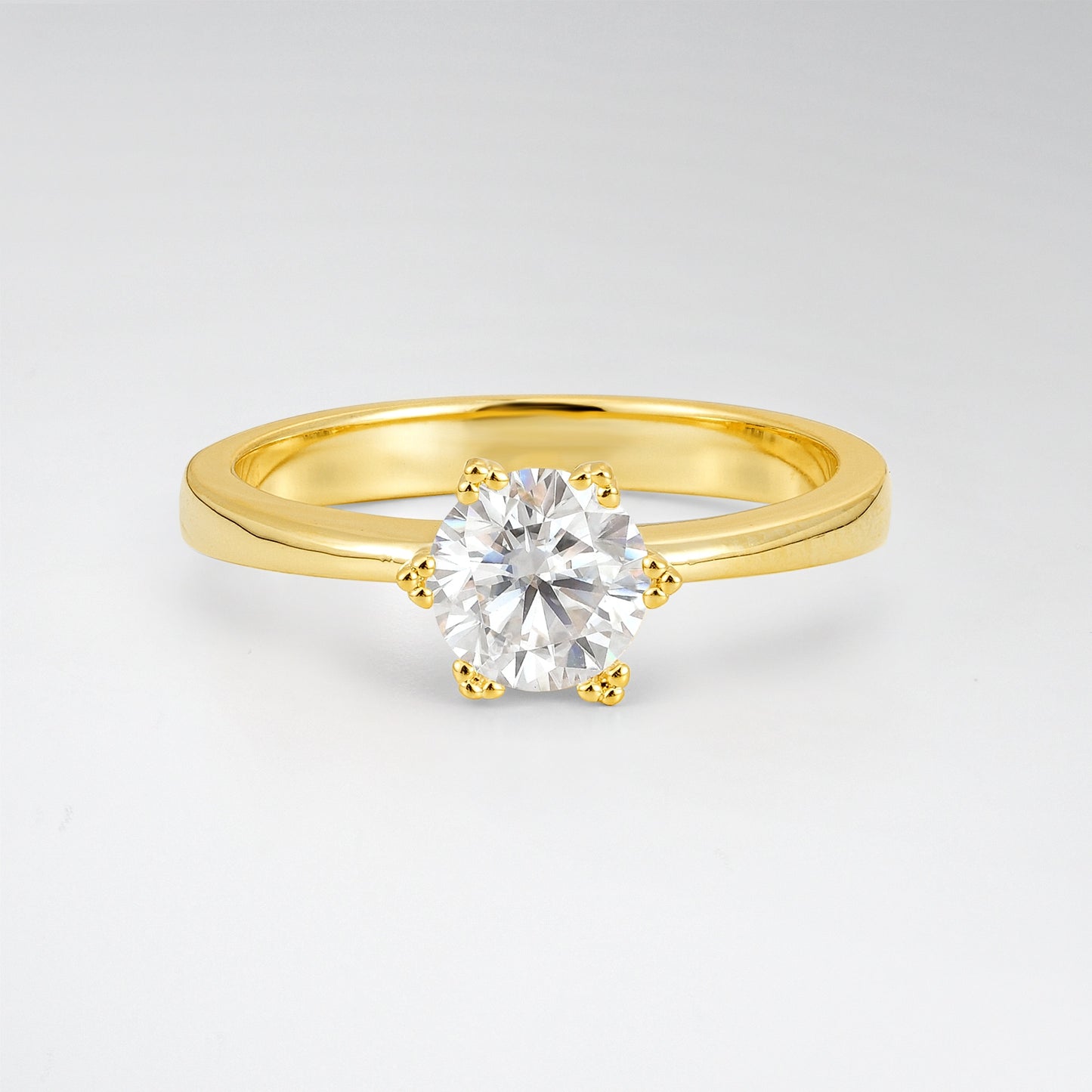 Classic Round Cut Moissanite Solitaire Engagement Ring - Additional view
