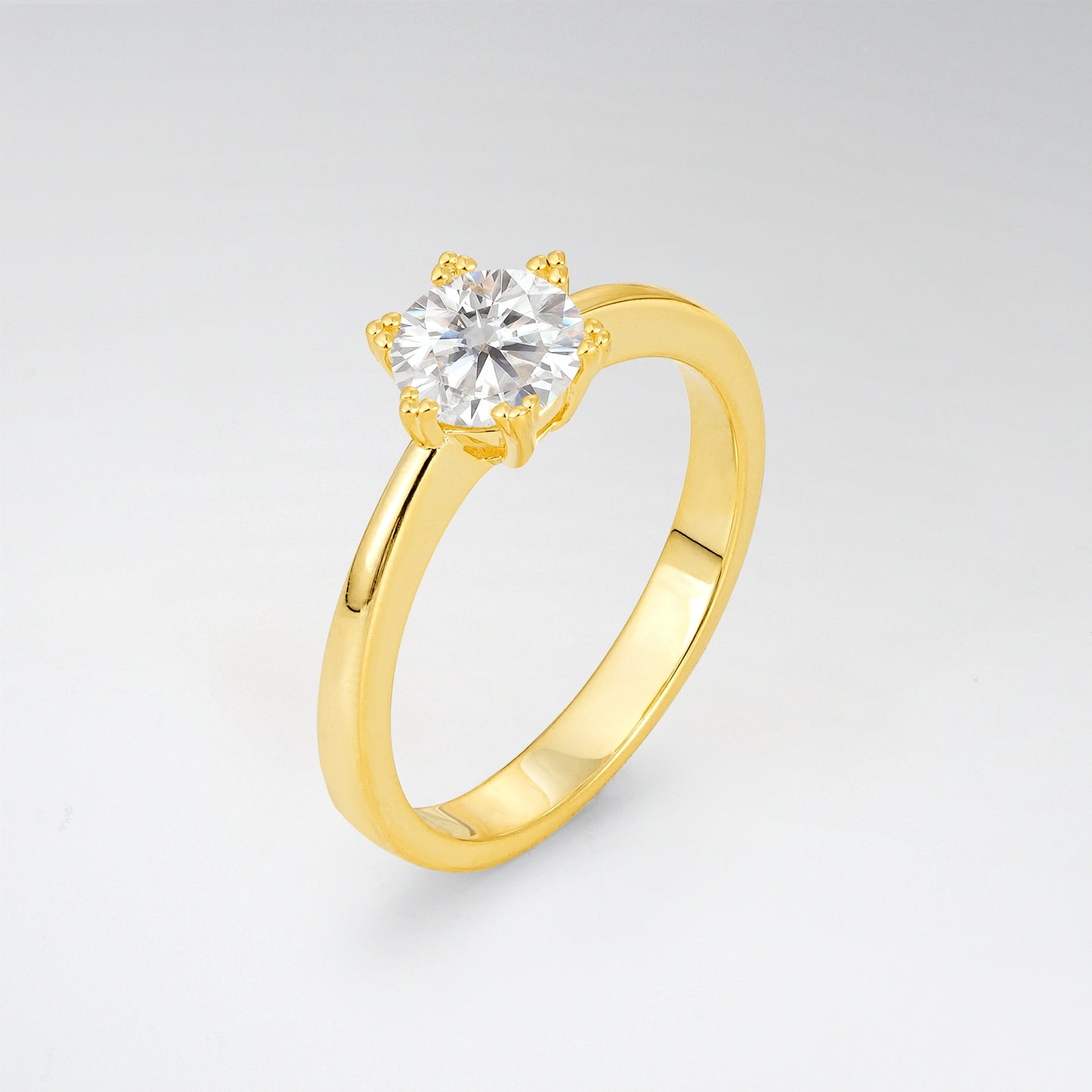 Classic Round Cut Moissanite Solitaire Engagement Ring - Additional view