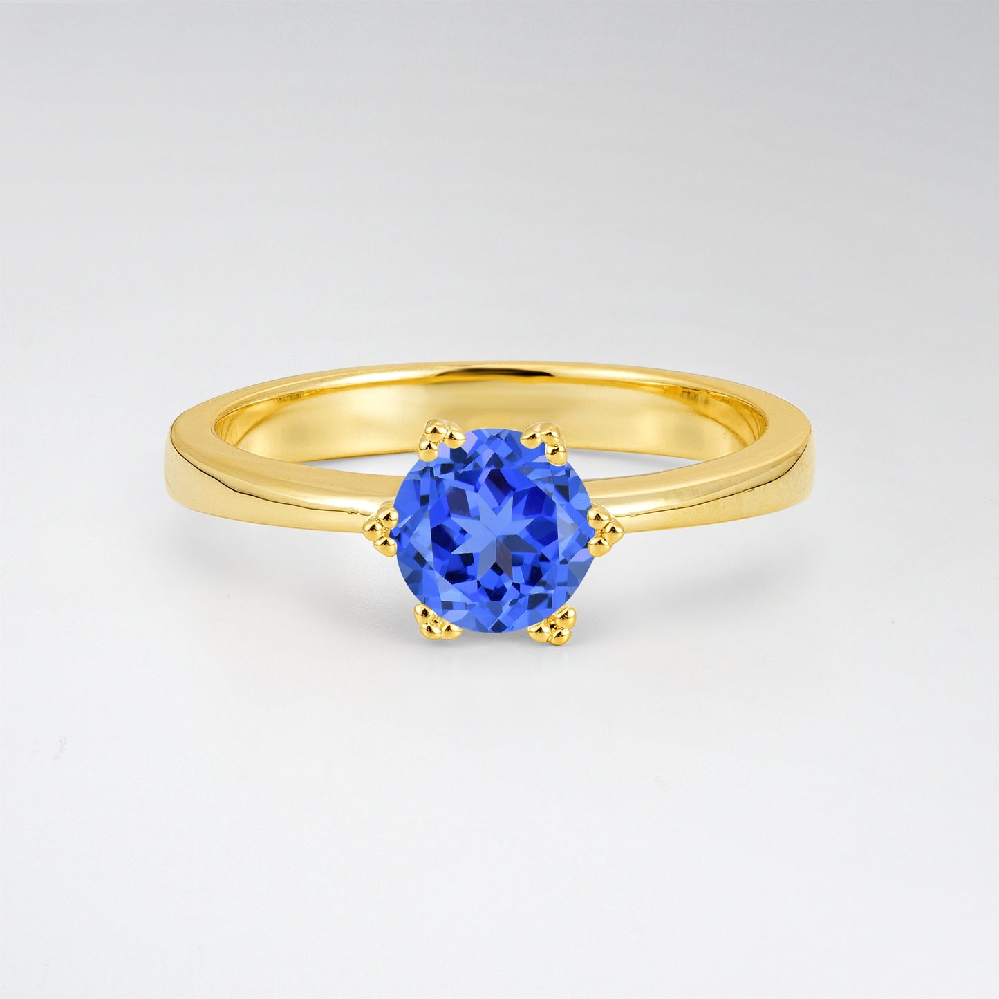 Classic Round Cut Sapphire Solitaire Engagement Ring - Additional view