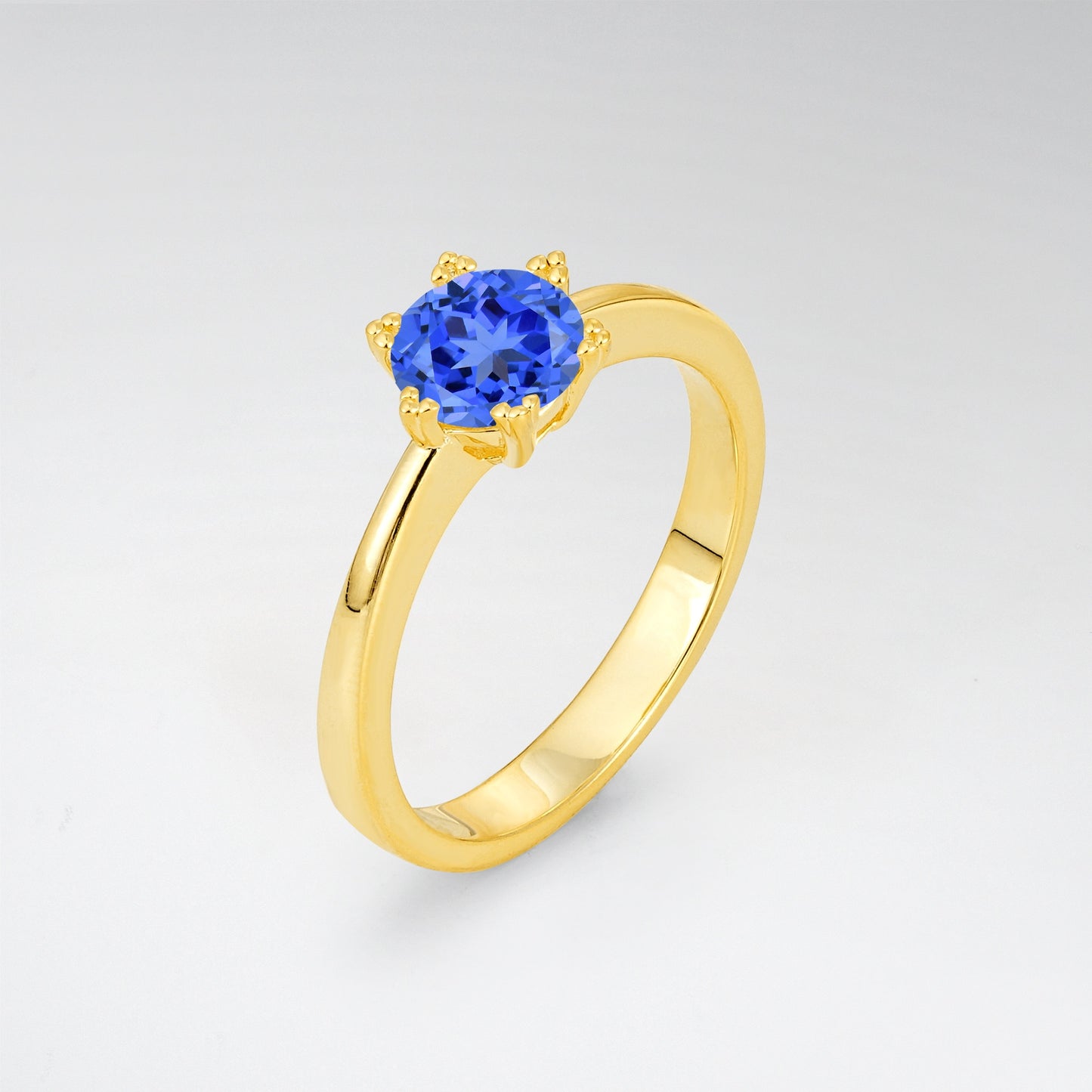 Classic Round Cut Sapphire Solitaire Engagement Ring - Additional view