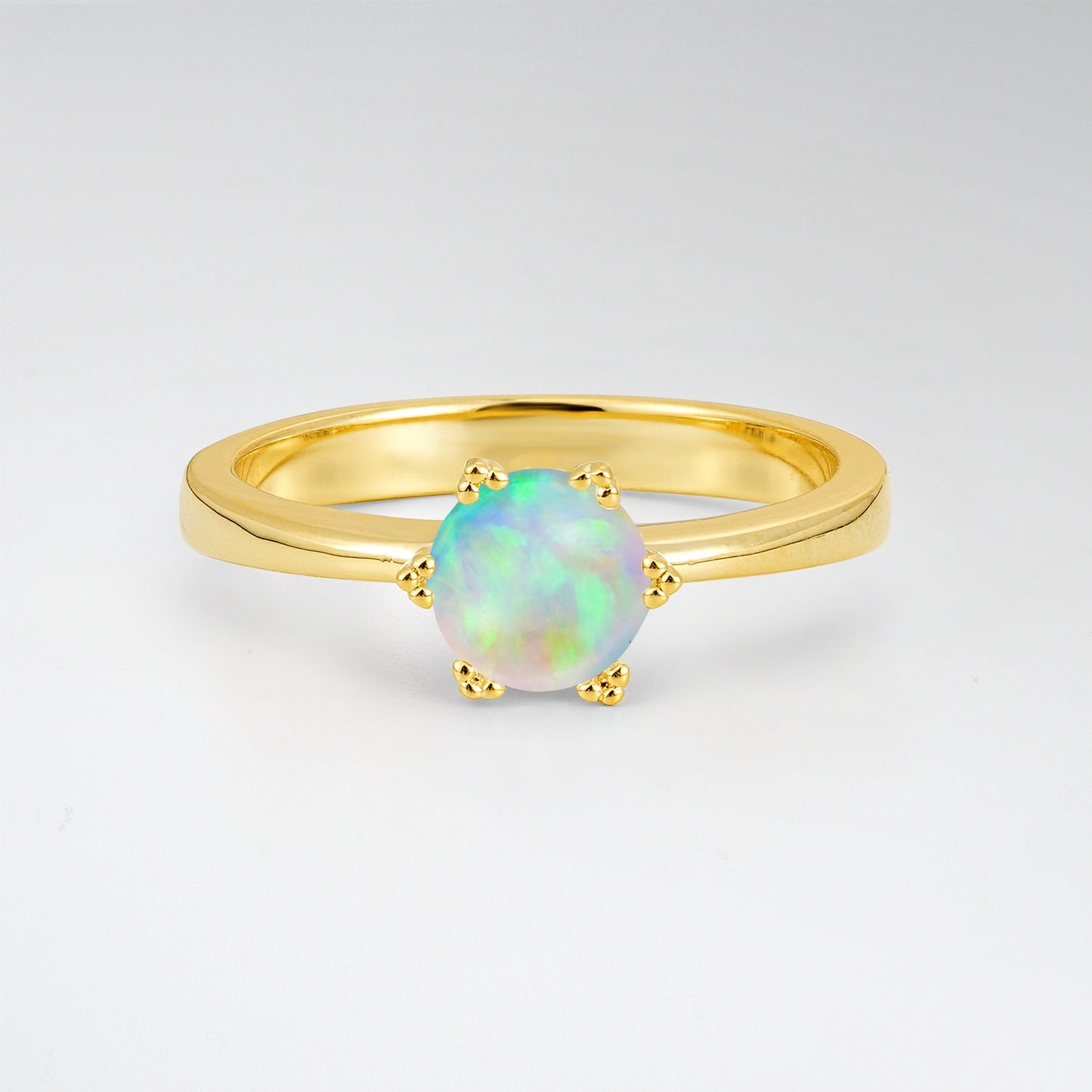 Classic Round Cut Opal Solitaire Engagement Ring - Additional view