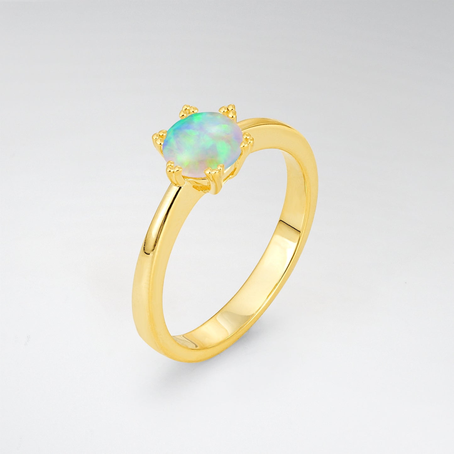 Classic Round Cut Opal Solitaire Engagement Ring - Additional view