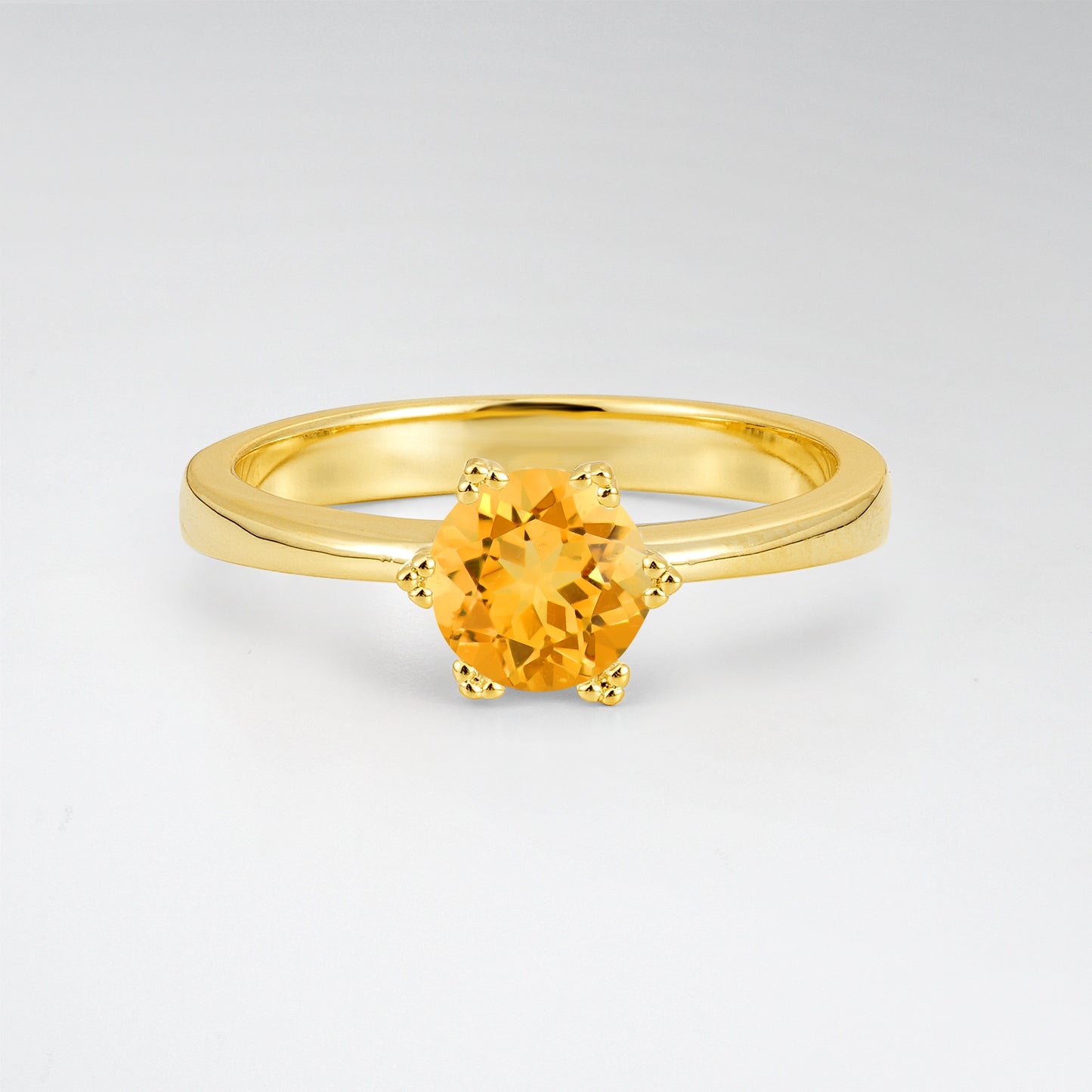 Classic Round Cut Citrine Solitaire Engagement Ring - Additional view