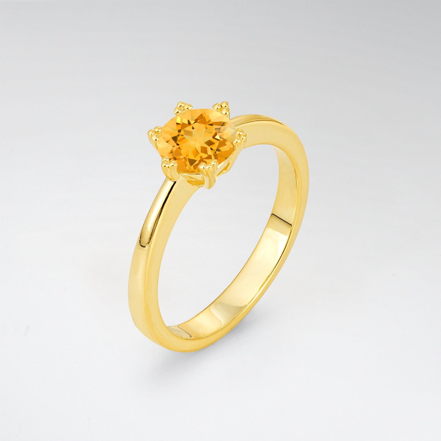 Classic Round Cut Citrine Solitaire Engagement Ring - Additional view