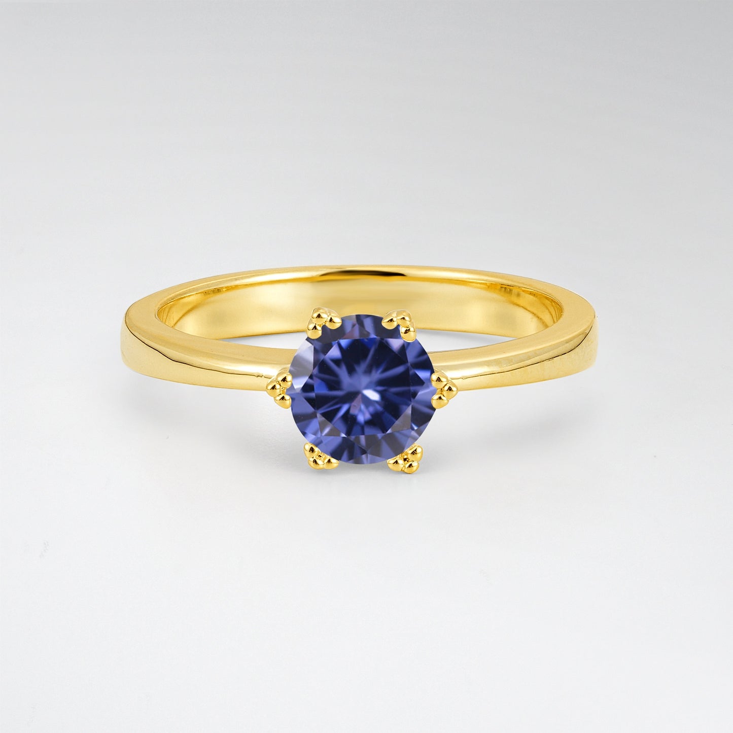 Classic Round Cut Tanzanite Solitaire Engagement Ring - Additional view