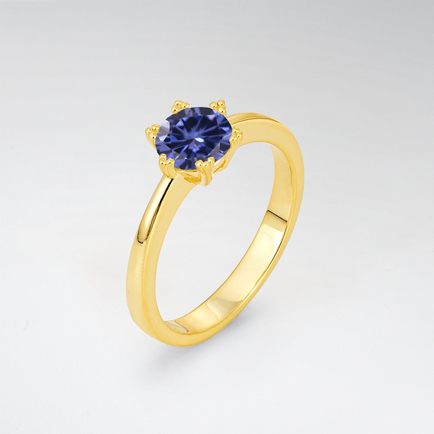 Classic Round Cut Tanzanite Solitaire Engagement Ring - Additional view
