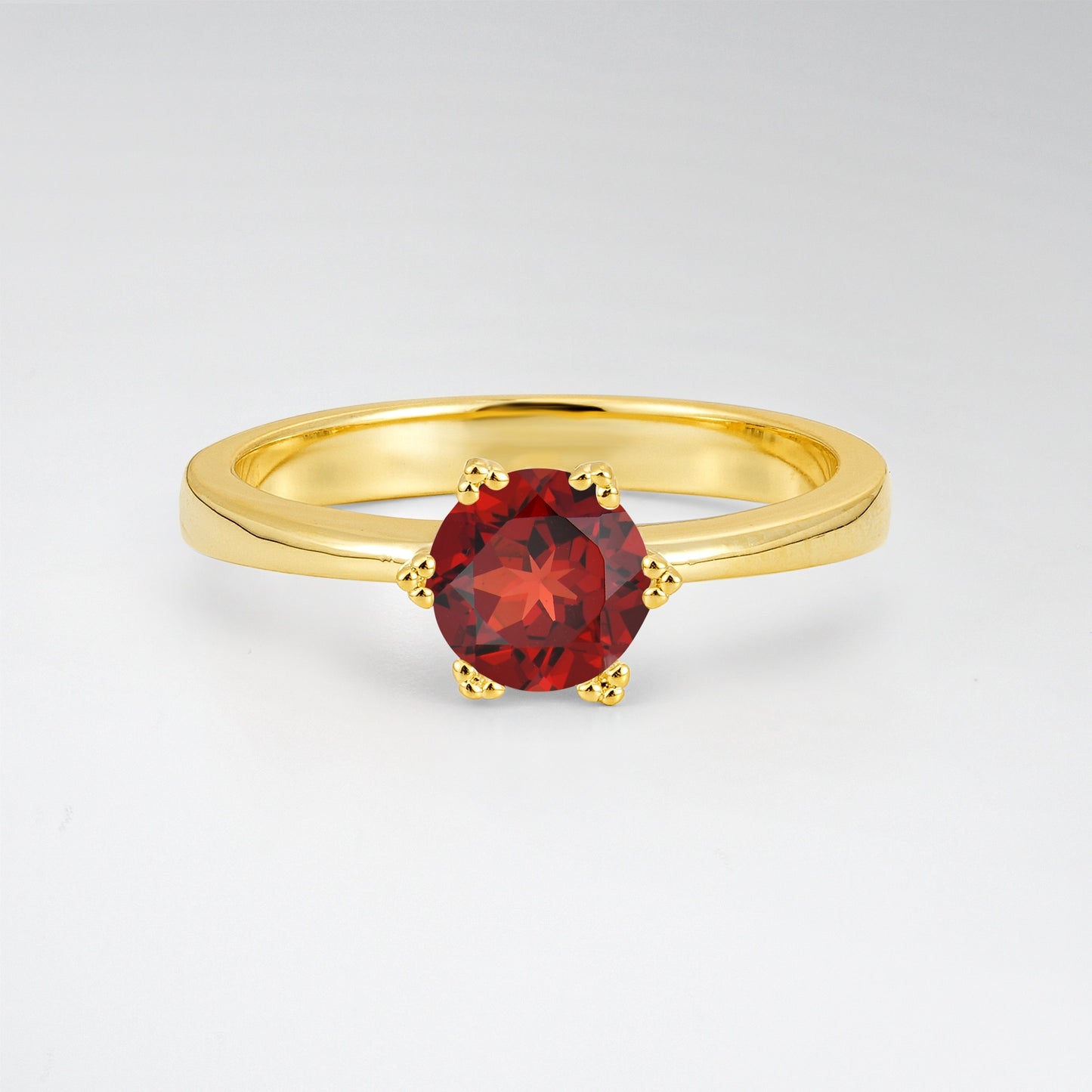 Classic Round Cut Garnet Solitaire Engagement Ring - Additional view
