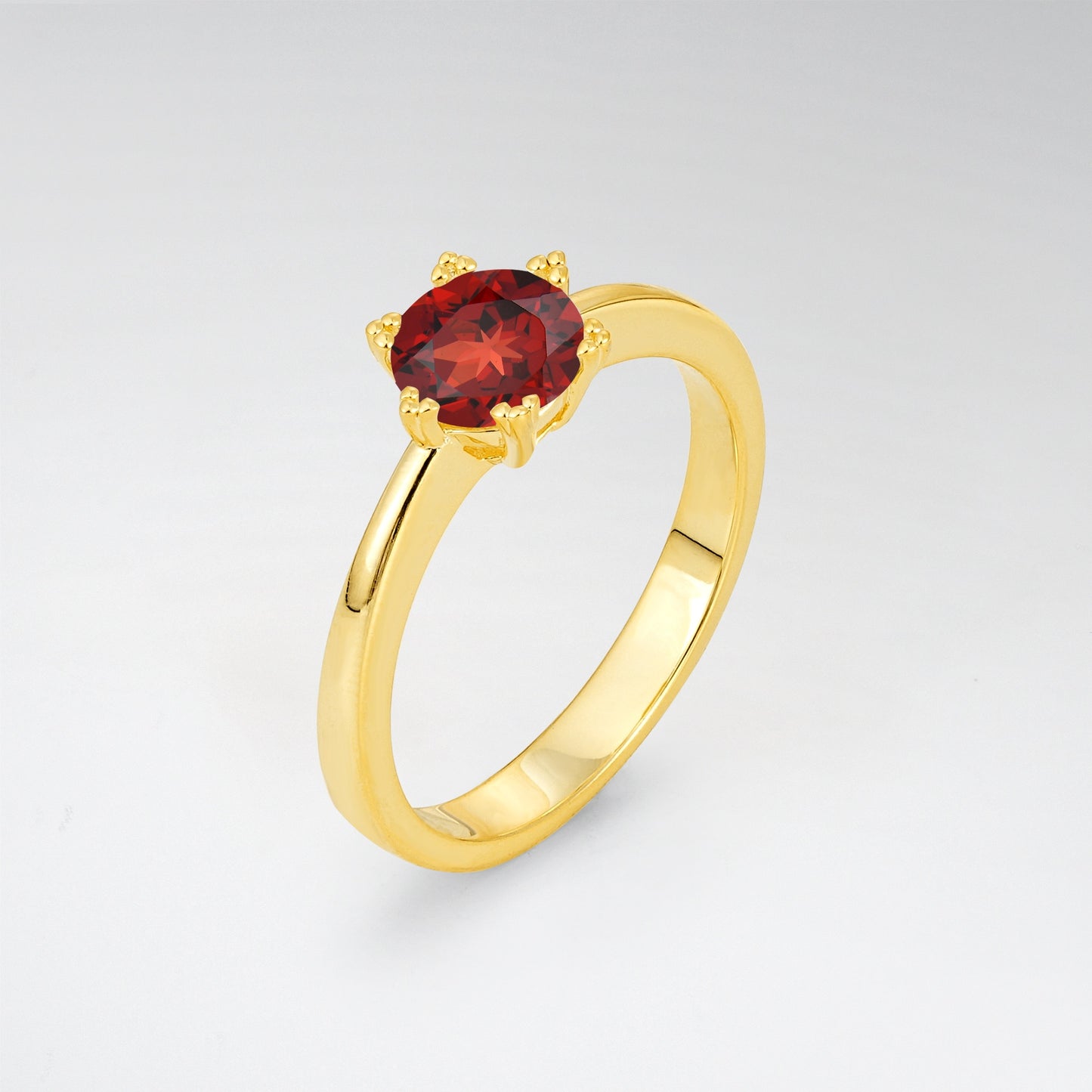 Classic Round Cut Garnet Solitaire Engagement Ring - Additional view