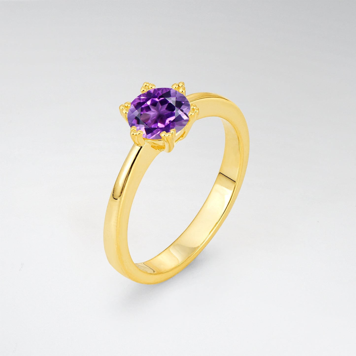 Classic Round Cut Amethyst Solitaire Engagement Ring - Additional view