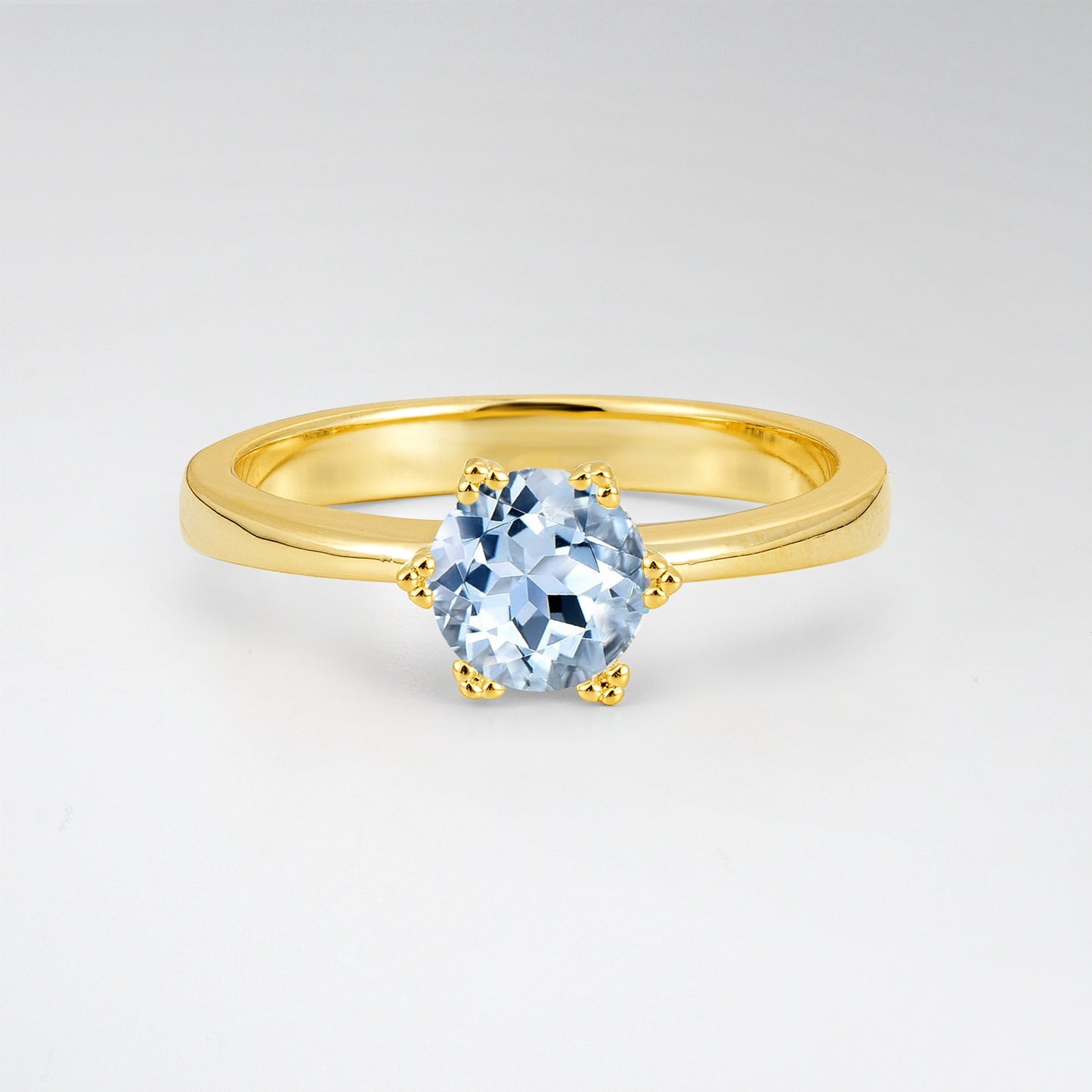 Classic Round Cut Aquamarine Solitaire Engagement Ring - Additional view