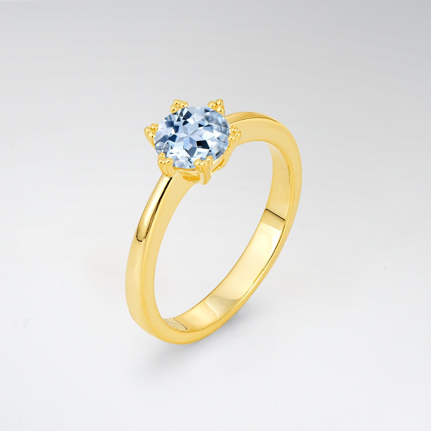 Classic Round Cut Aquamarine Solitaire Engagement Ring - Additional view