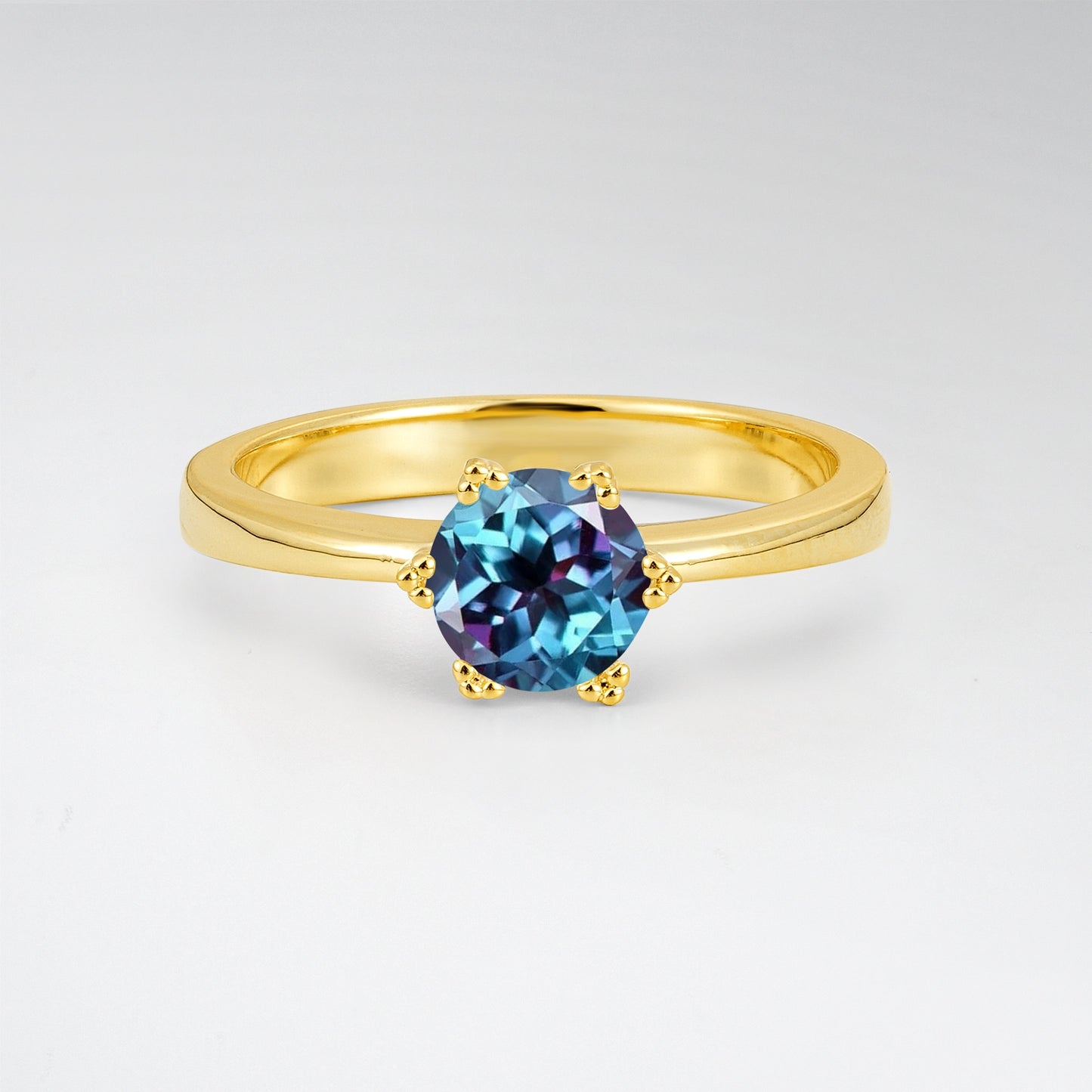 Classic Round Cut Alexandrite Solitaire Engagement Ring - Additional view
