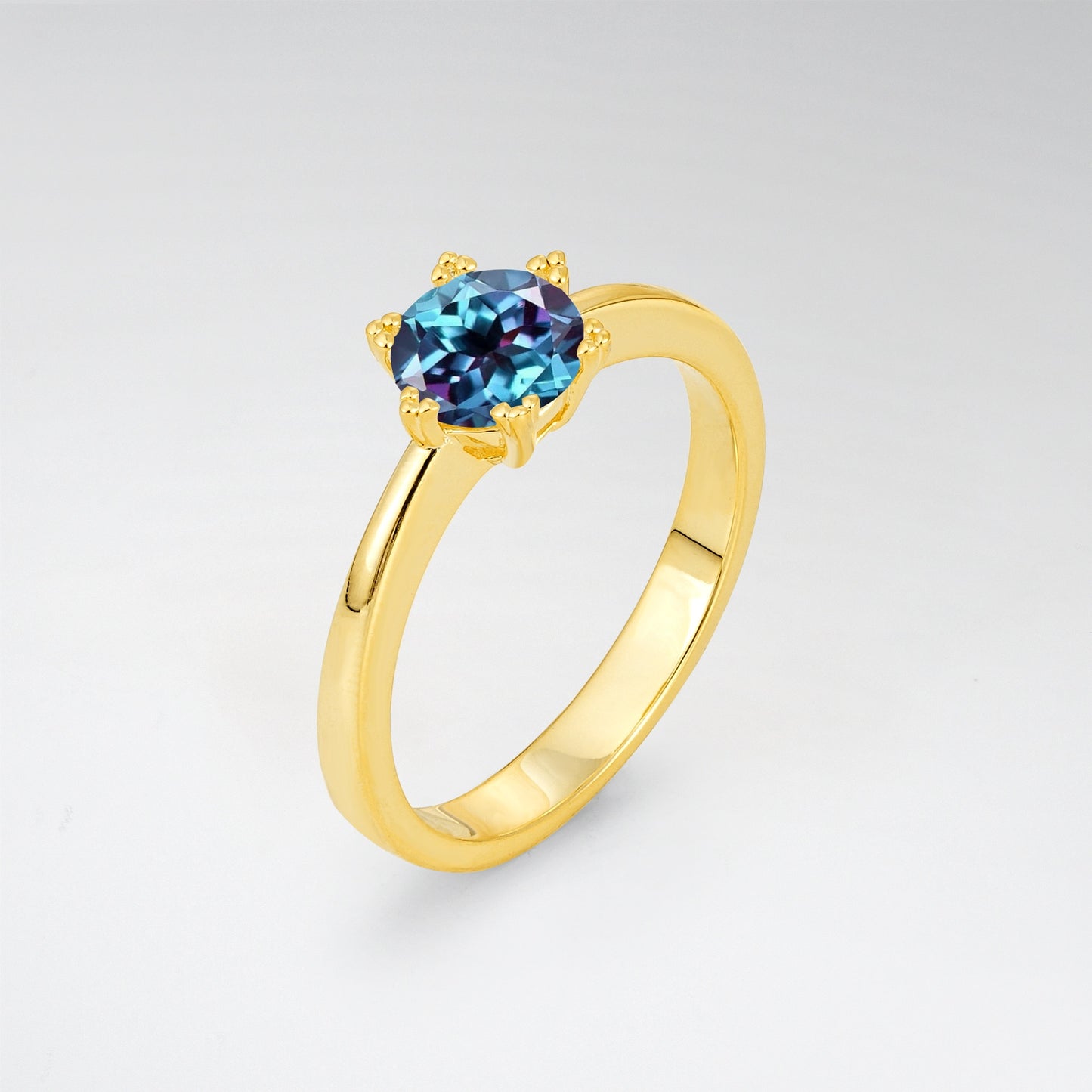 Classic Round Cut Alexandrite Solitaire Engagement Ring - Additional view