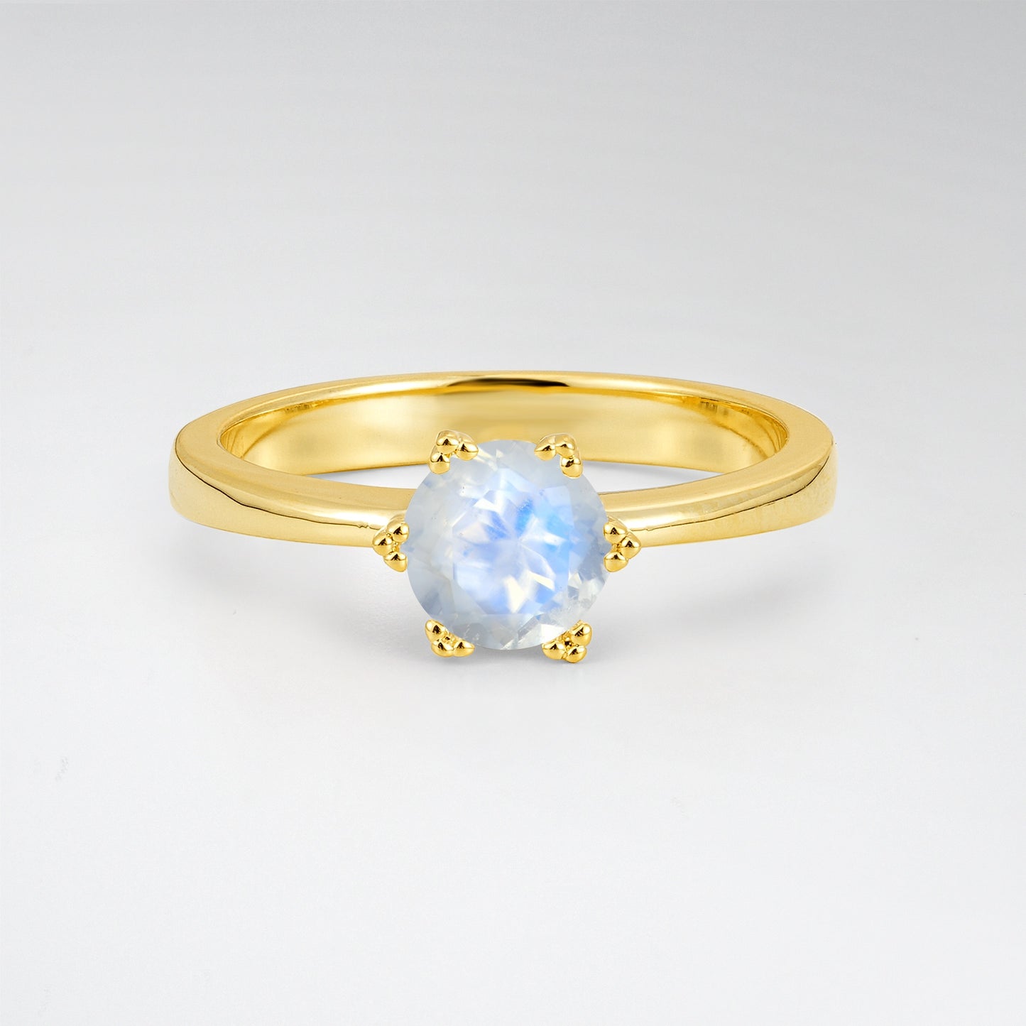 Classic Round Cut Moonstone Solitaire Engagement Ring - Additional view