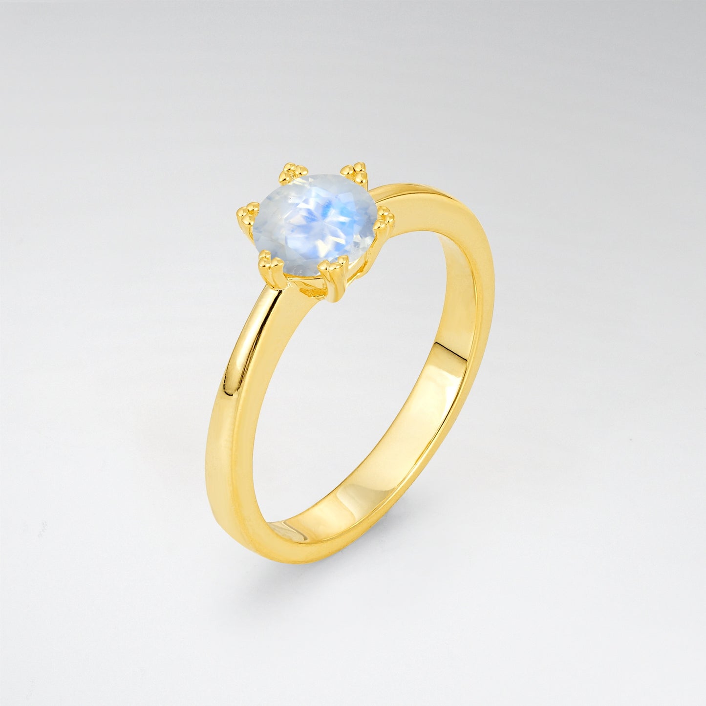 Classic Round Cut Moonstone Solitaire Engagement Ring - Additional view