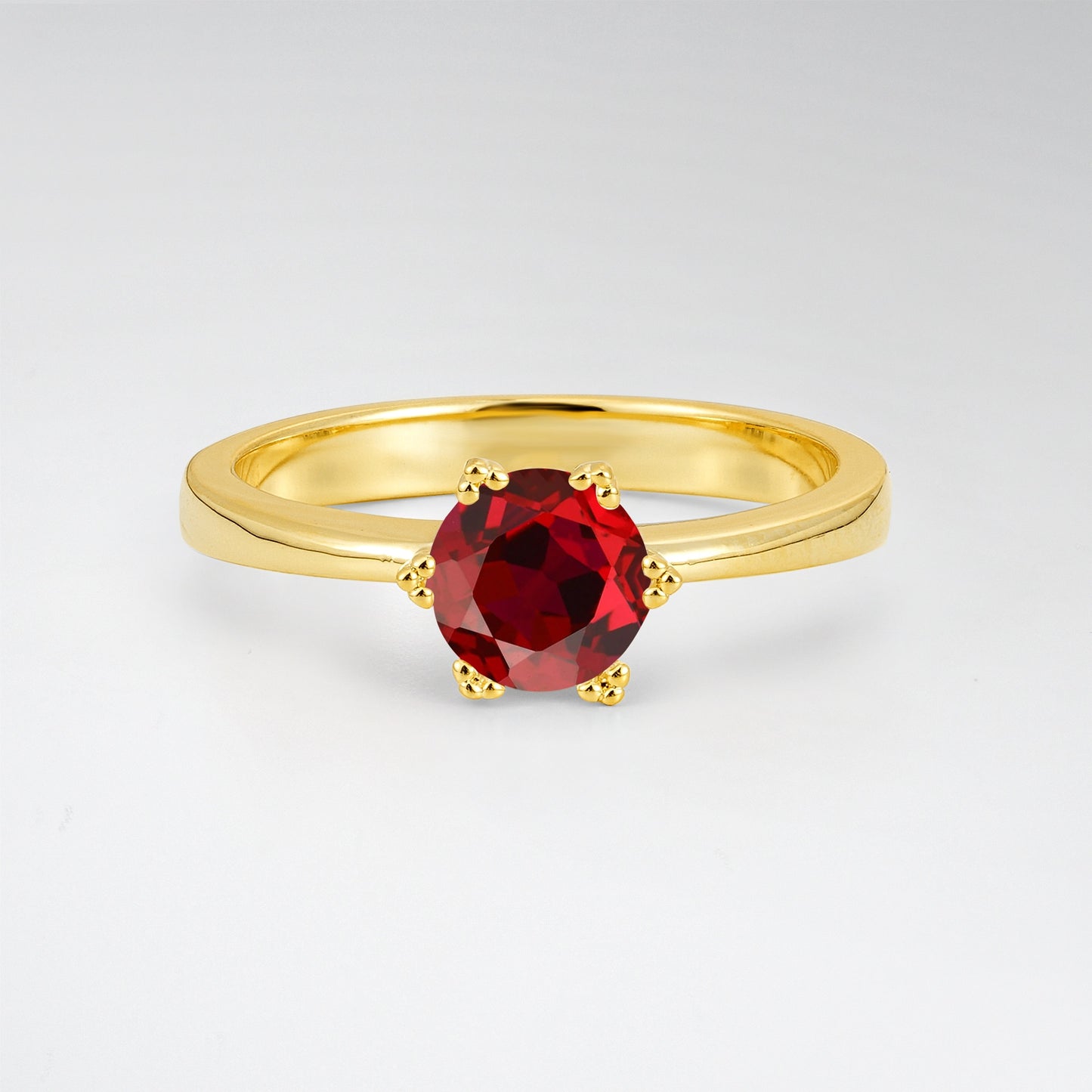 Classic Round Cut Ruby Solitaire Engagement Ring - Additional view